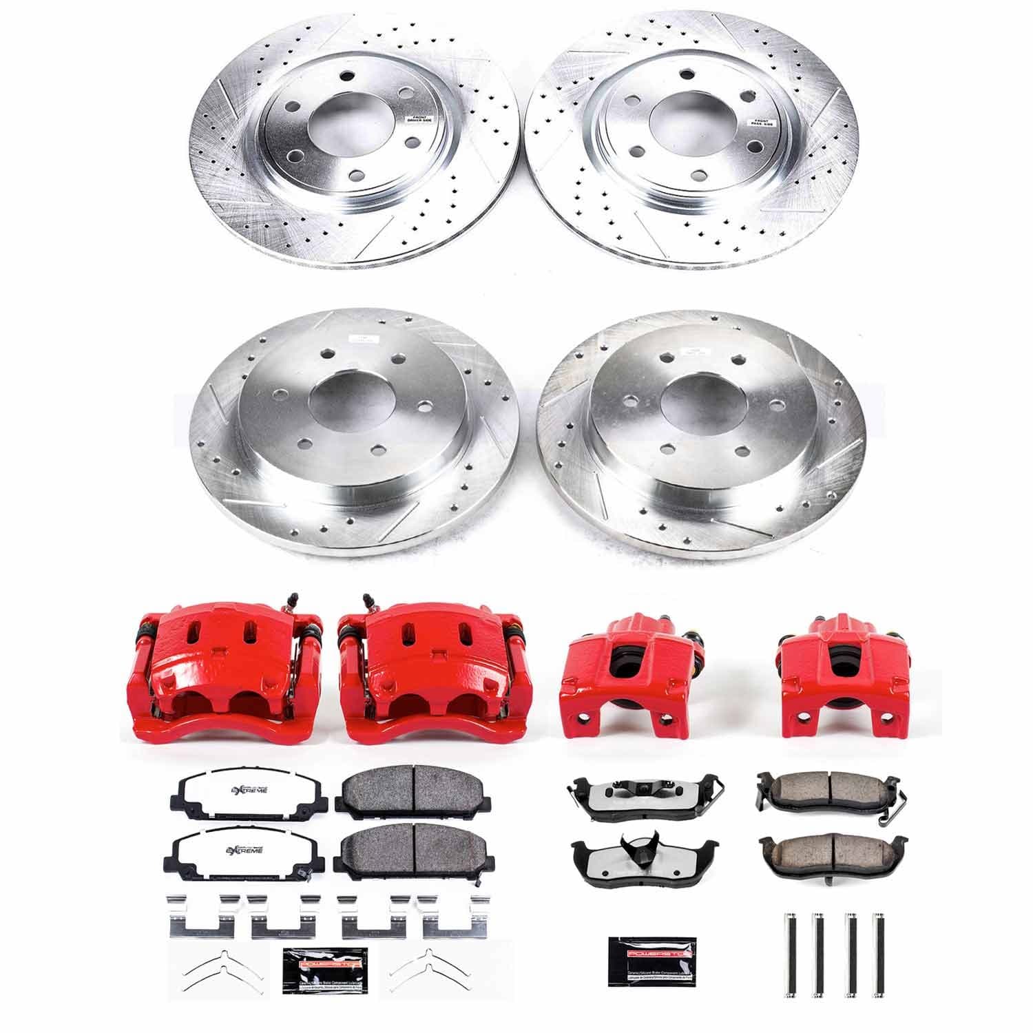 Power Stop - KC5822-36 - Front and Rear - Disc Brake Pad/Caliper and Rotor Kit image 1