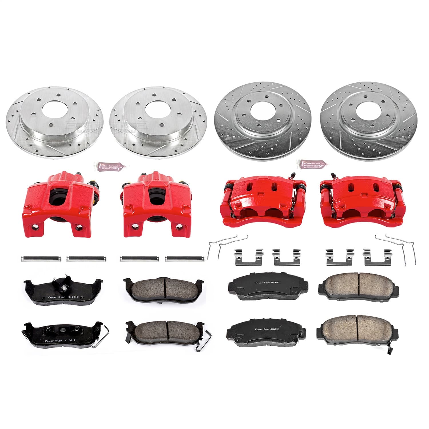 Power Stop - KC5822 - Front and Rear - Disc Brake Pad/Caliper and Rotor Kit image 1