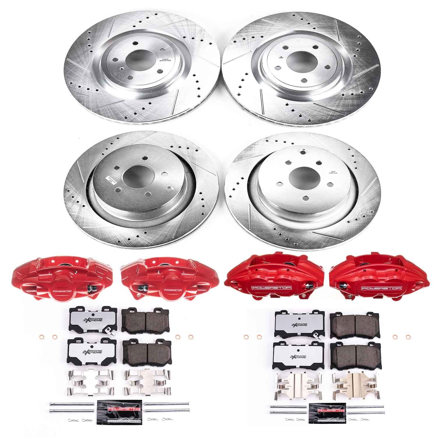 Power Stop - KC5823-26 - Front and Rear - Disc Brake Pad/Caliper and Rotor Kit image 1