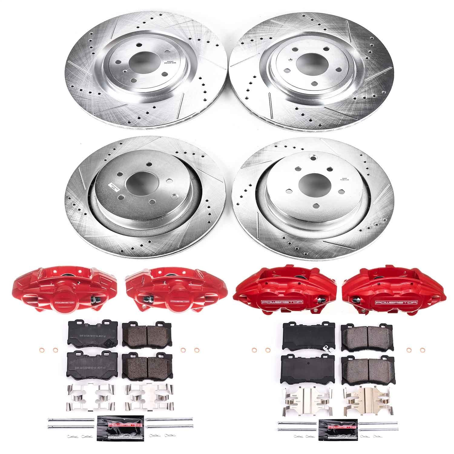 Power Stop - KC5823 - Front and Rear - Disc Brake Pad/Caliper and Rotor Kit image 1