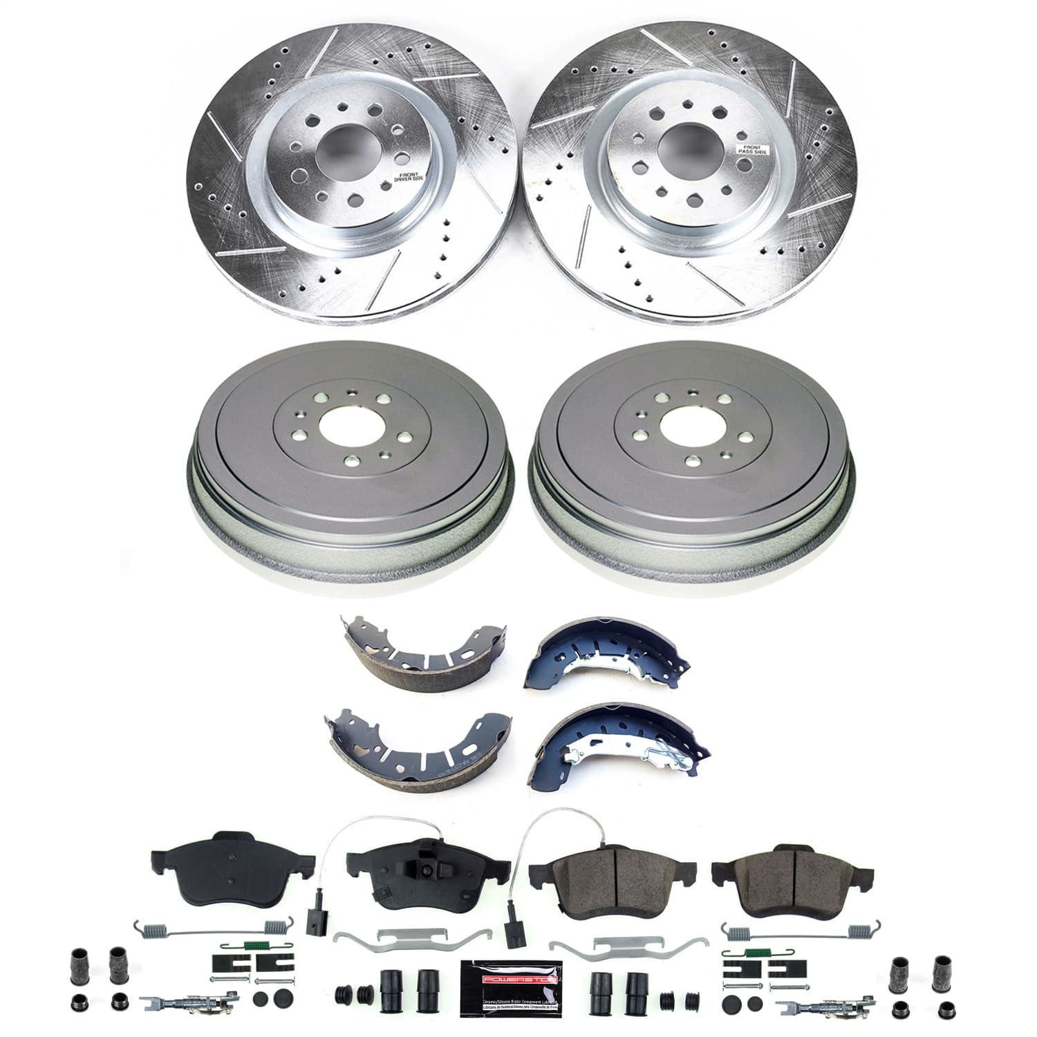 Power Stop - KC5828A - Front and Rear - Disc Brake Pad/Caliper and Rotor Kit image 1