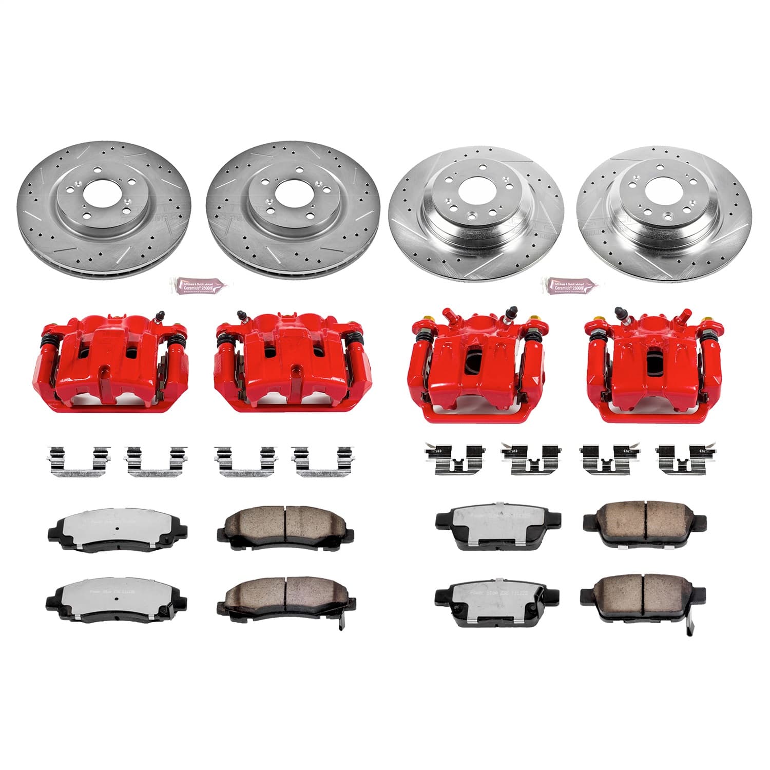 Power Stop - KC5856-36 - Front and Rear - Disc Brake Pad/Caliper and Rotor Kit image 1