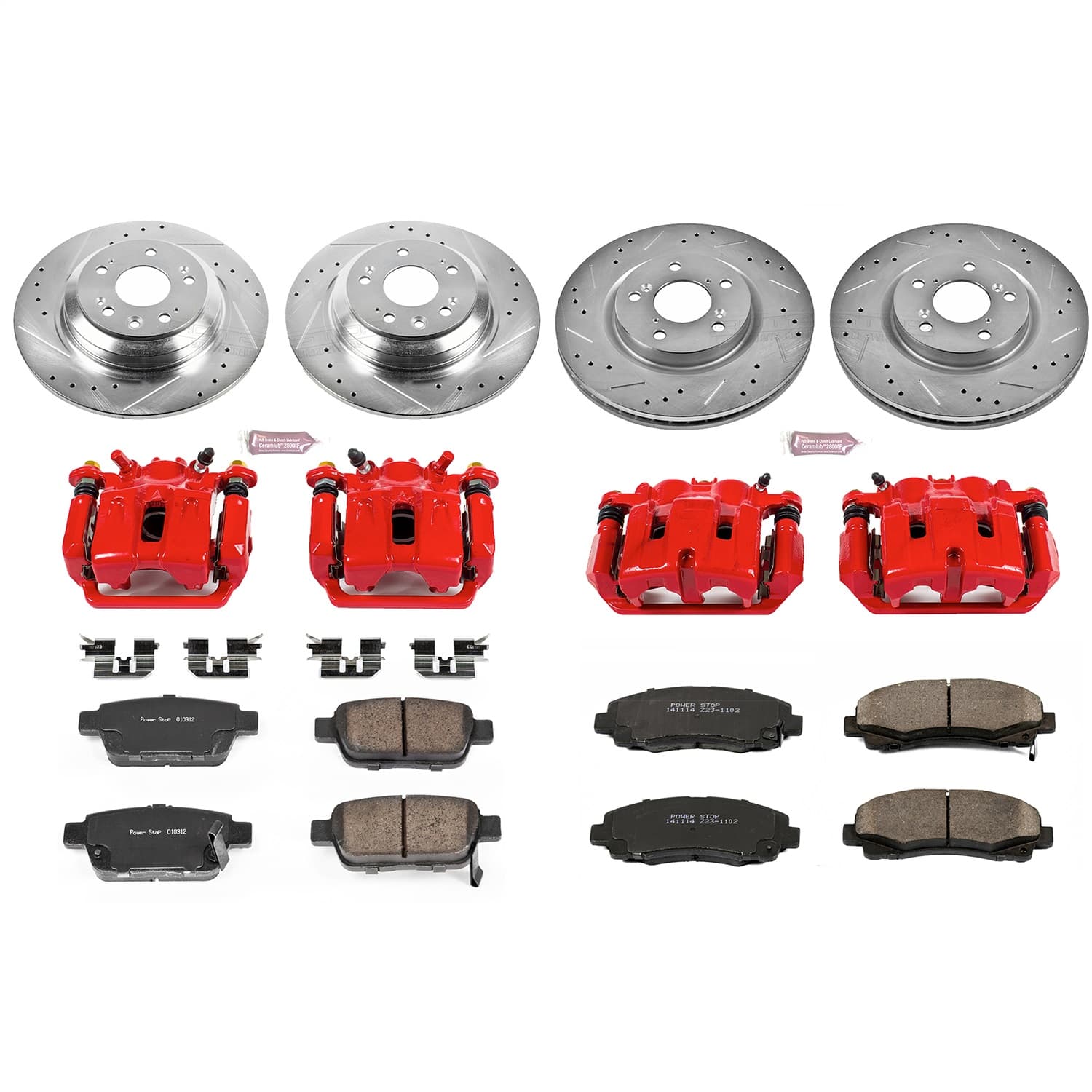 Power Stop - KC5856 - Front and Rear - Disc Brake Pad/Caliper and Rotor Kit image 1