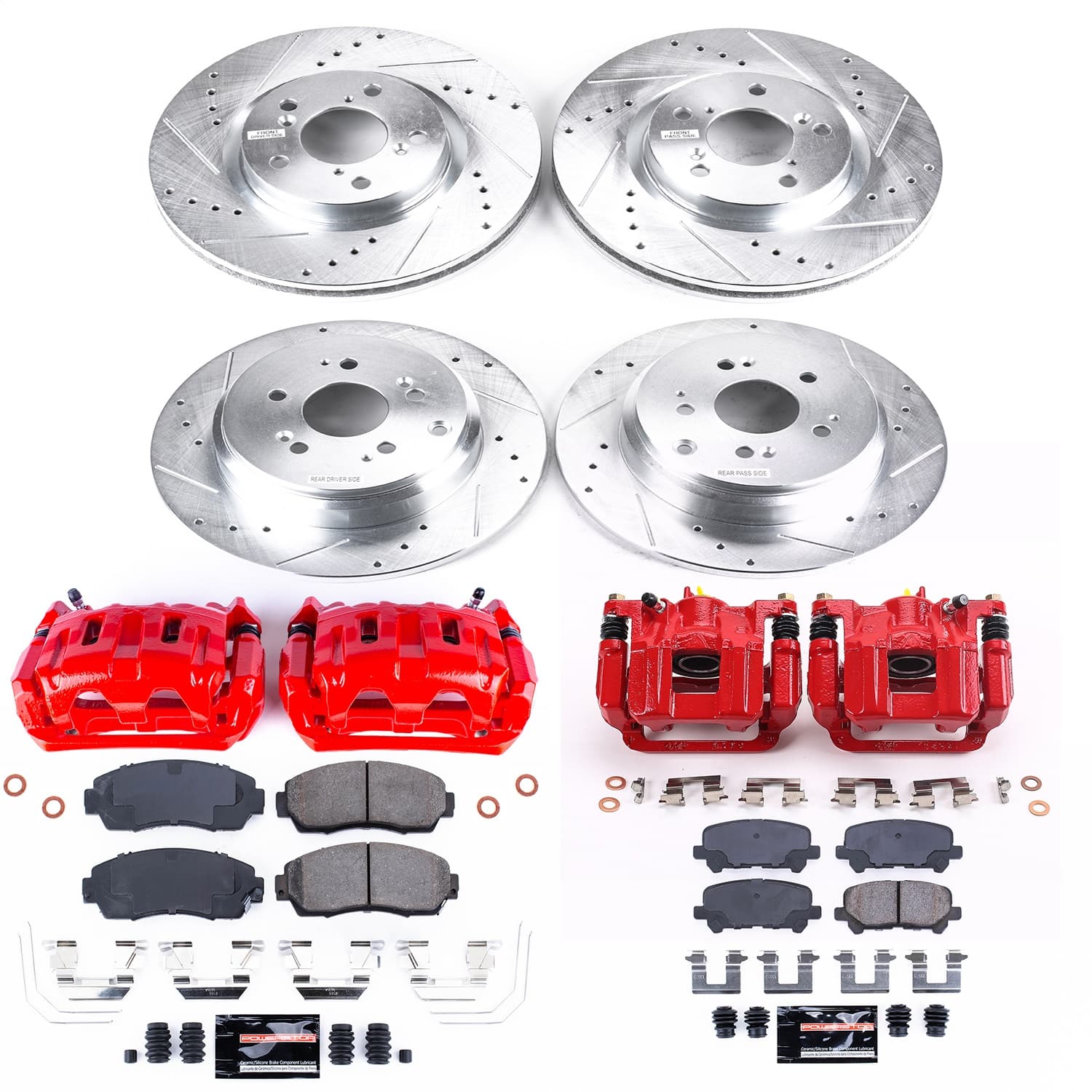 Power Stop - KC5858 - Front and Rear - Disc Brake Pad/Caliper and Rotor Kit image 1