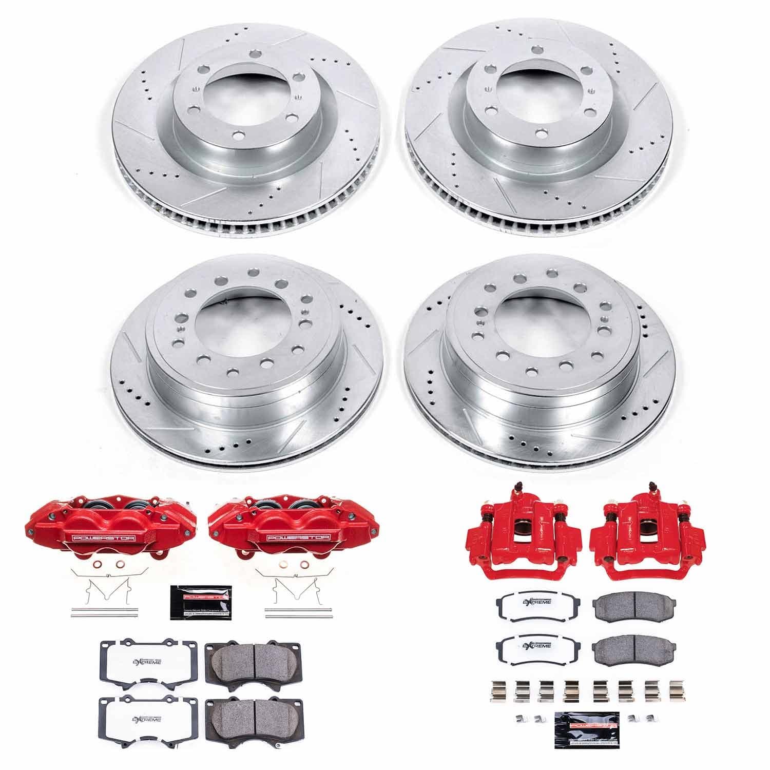 Power Stop - KC5874-36 - Front and Rear - Disc Brake Pad/Caliper and Rotor Kit image 1