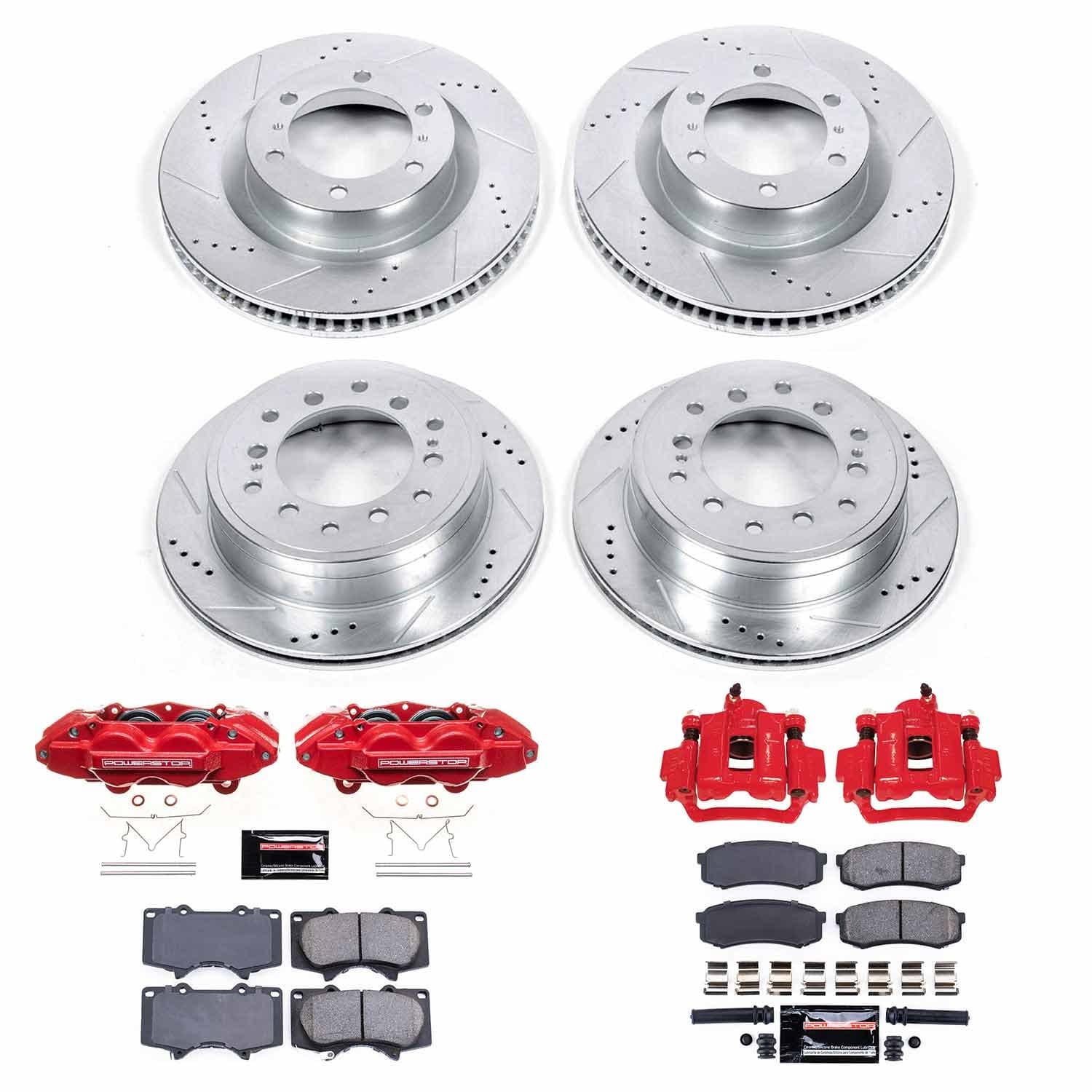 Power Stop - KC5874 - Front and Rear - Disc Brake Pad/Caliper and Rotor Kit image 1