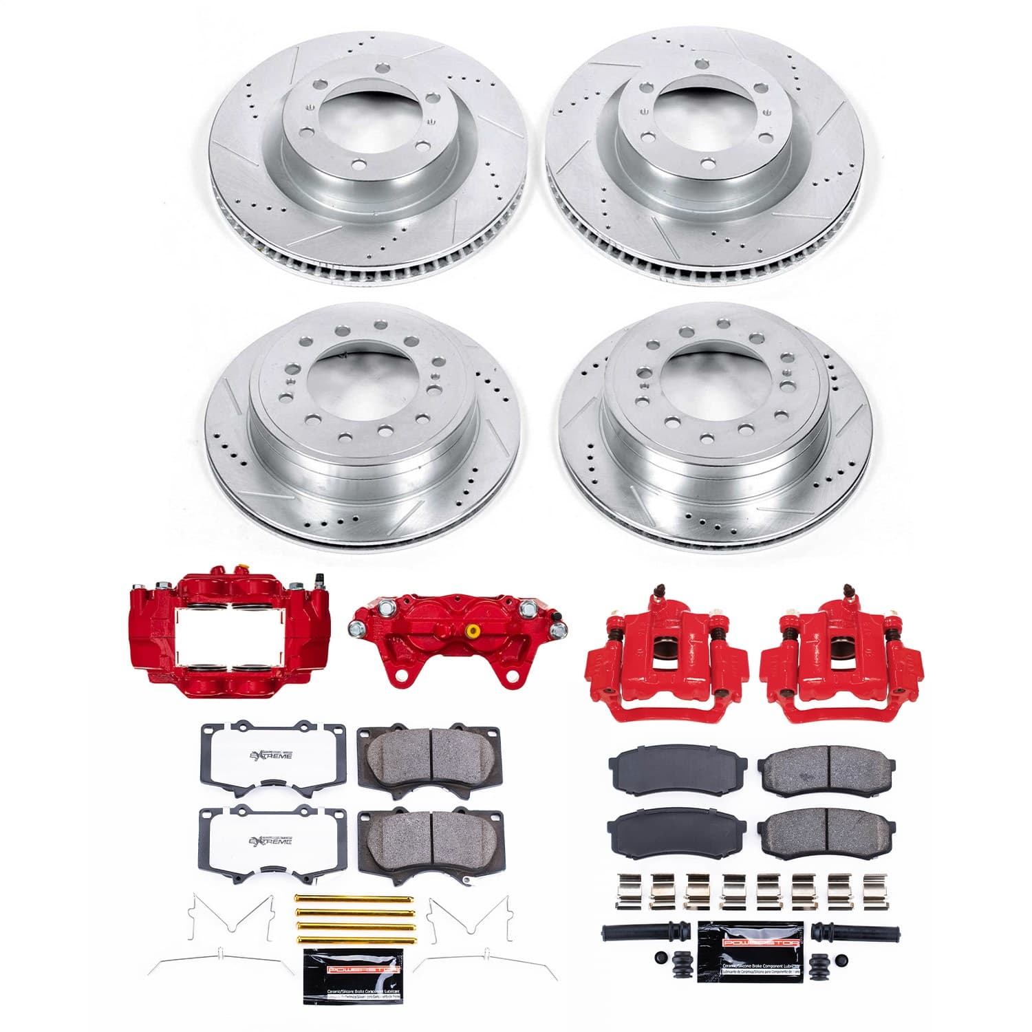 Power Stop - KC5874A - Front and Rear - Disc Brake Pad/Caliper and Rotor Kit image 1