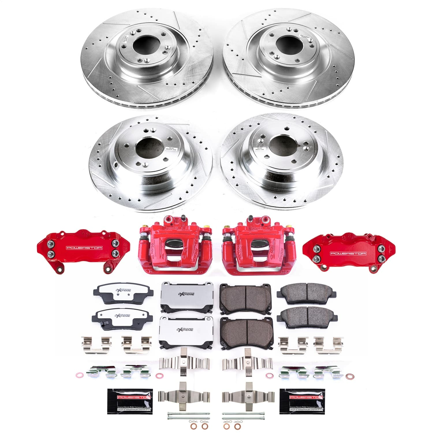 Power Stop - KC5929-26 - Front and Rear - Disc Brake Pad/Caliper and Rotor Kit image 1