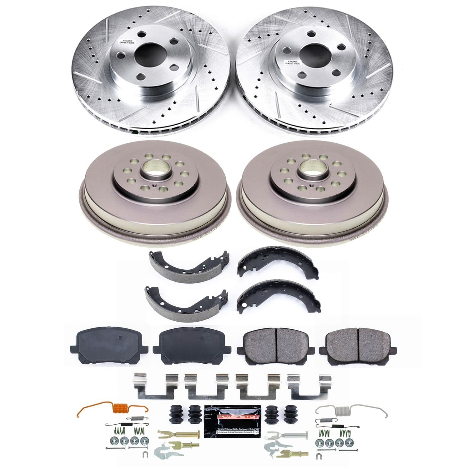 Power Stop - KC5929 - Front and Rear - Disc Brake Pad/Caliper and Rotor Kit image 1