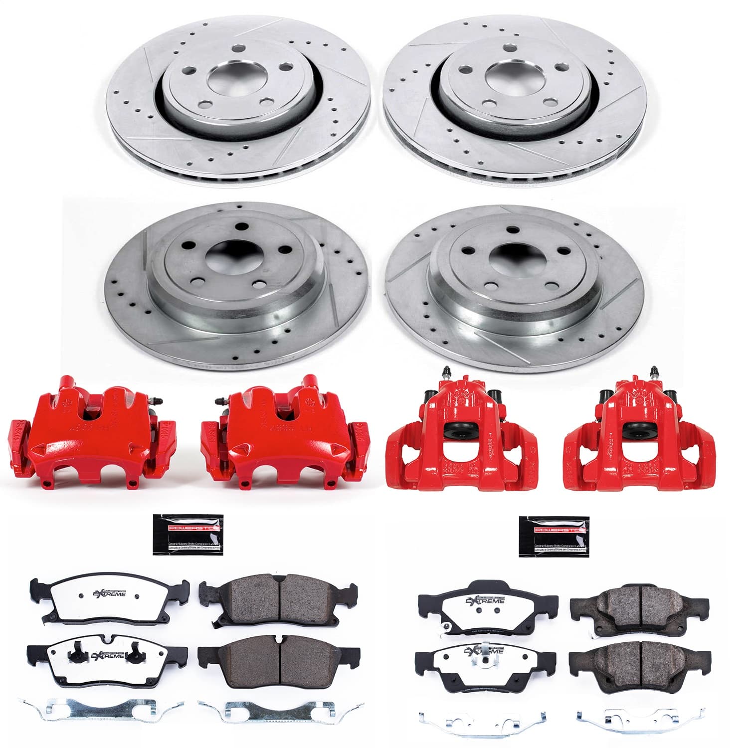 Power Stop - KC5952-36 - Front and Rear - Disc Brake Pad/Caliper and Rotor Kit image 1