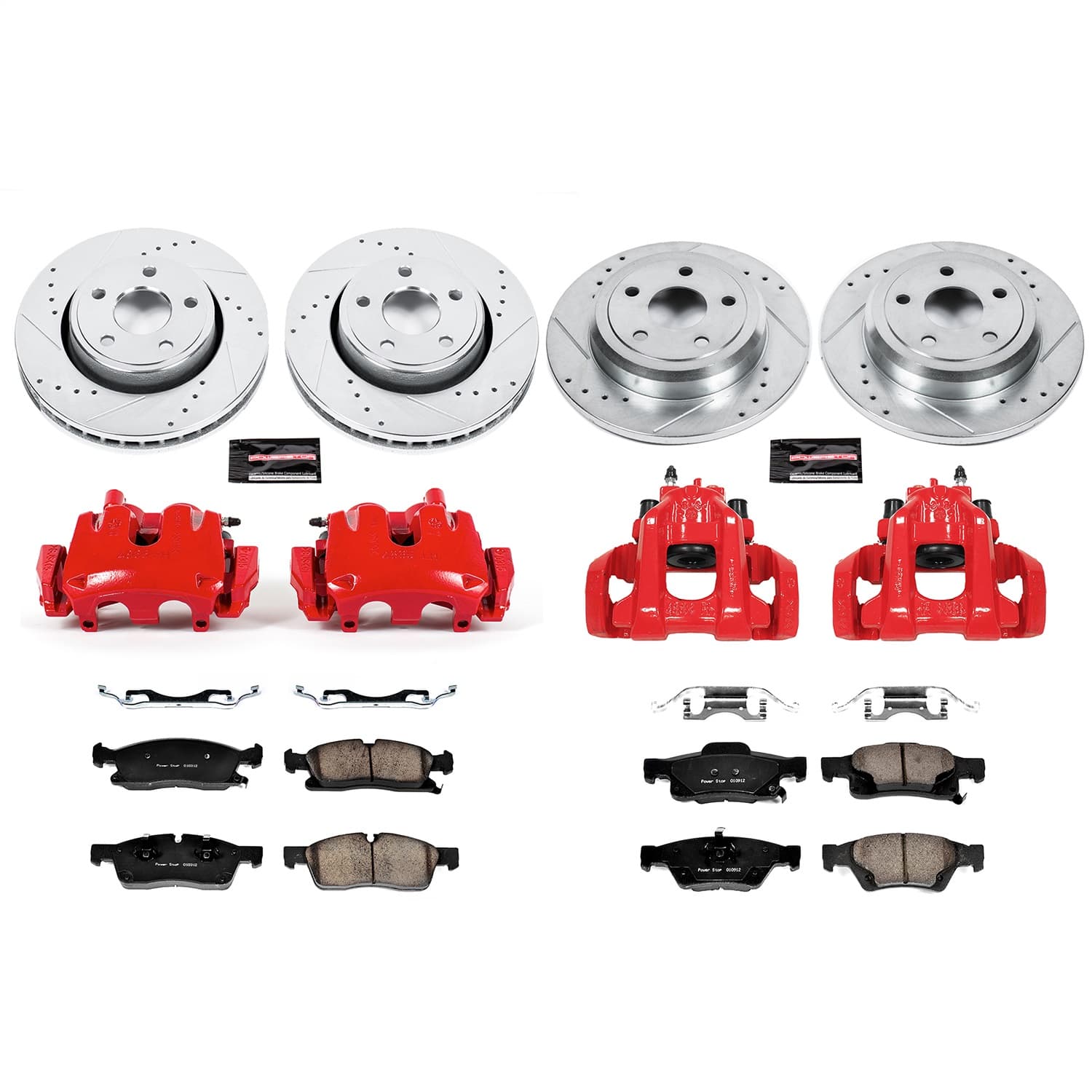 Power Stop - KC5952 - Front and Rear - Disc Brake Pad/Caliper and Rotor Kit image 1