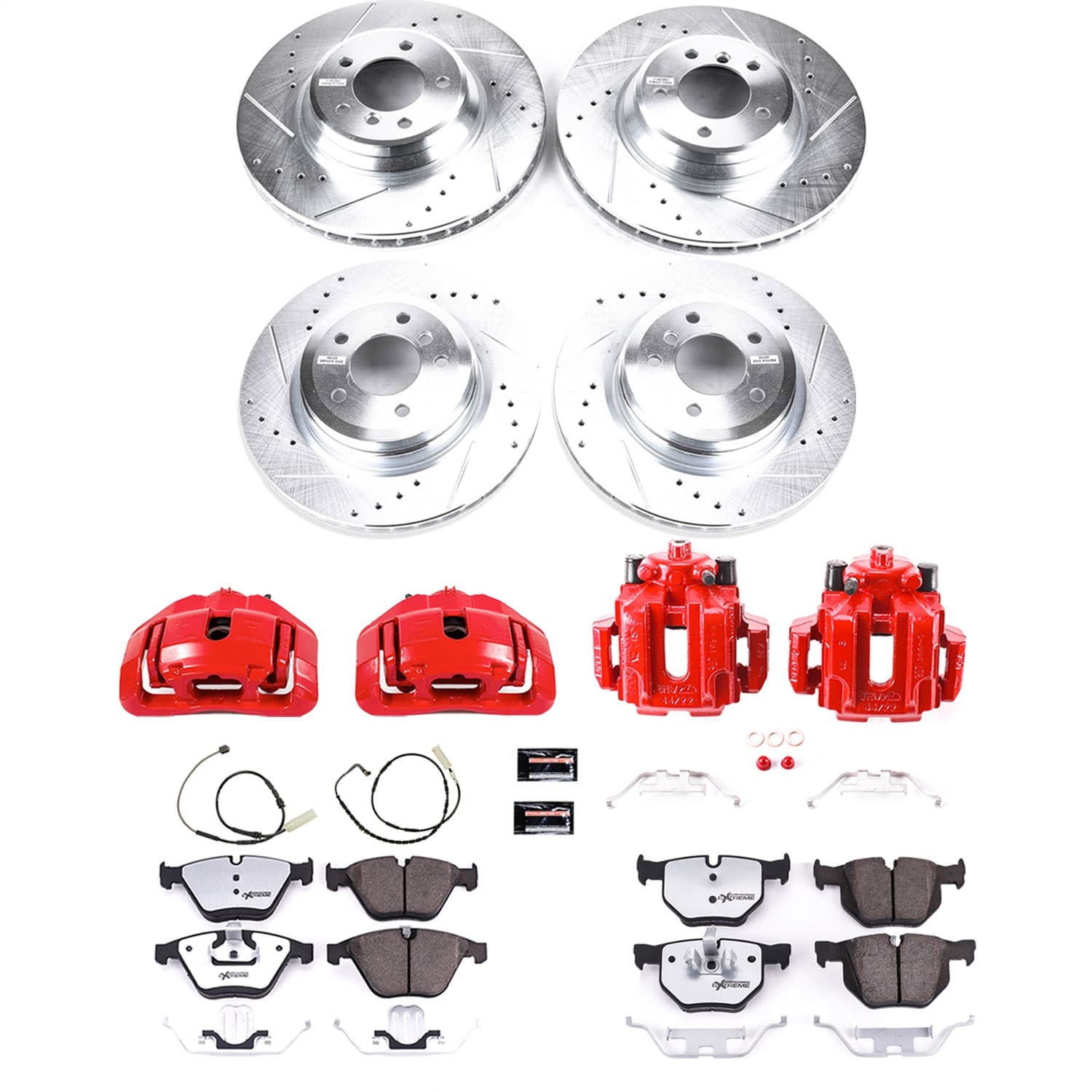 Power Stop - KC6057-26 - Front and Rear - Disc Brake Pad/Caliper and Rotor Kit image 1