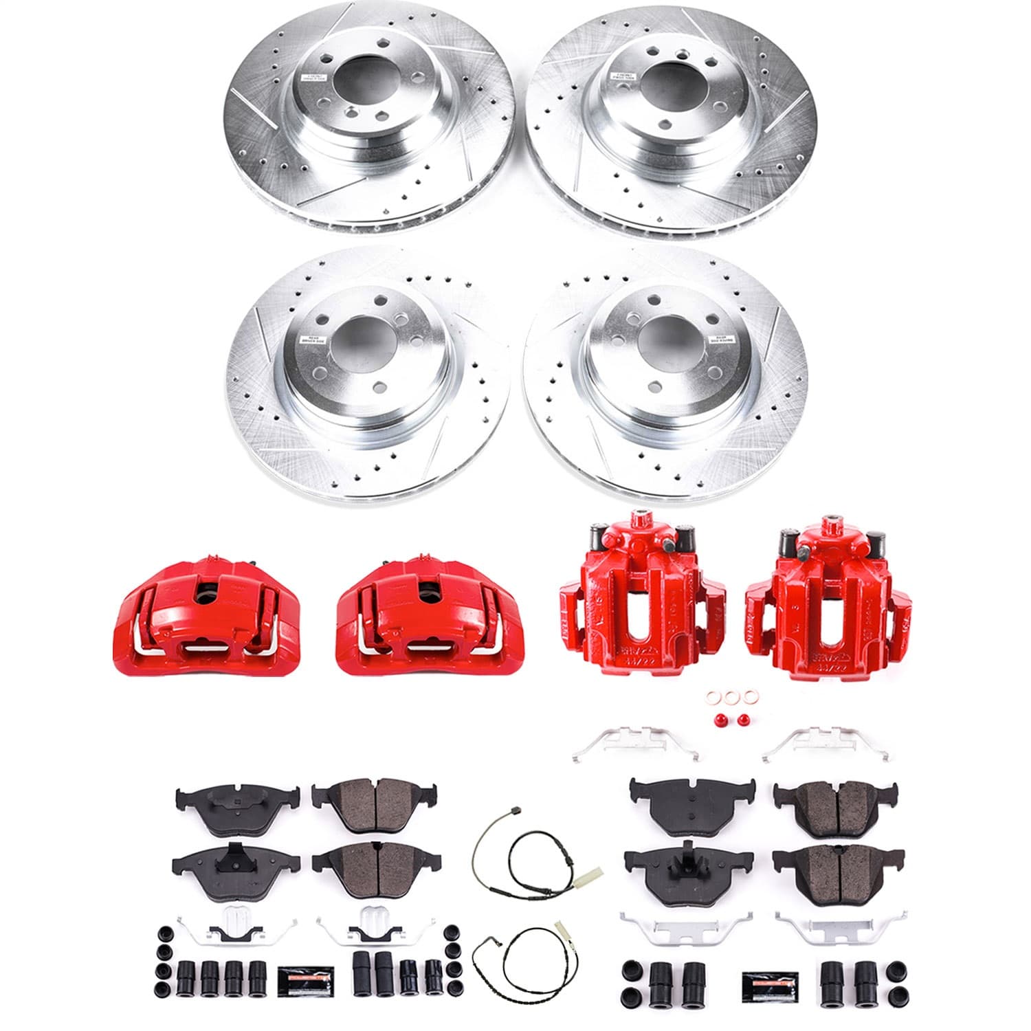 Power Stop - KC6057 - Front and Rear - Disc Brake Pad/Caliper and Rotor Kit image 1