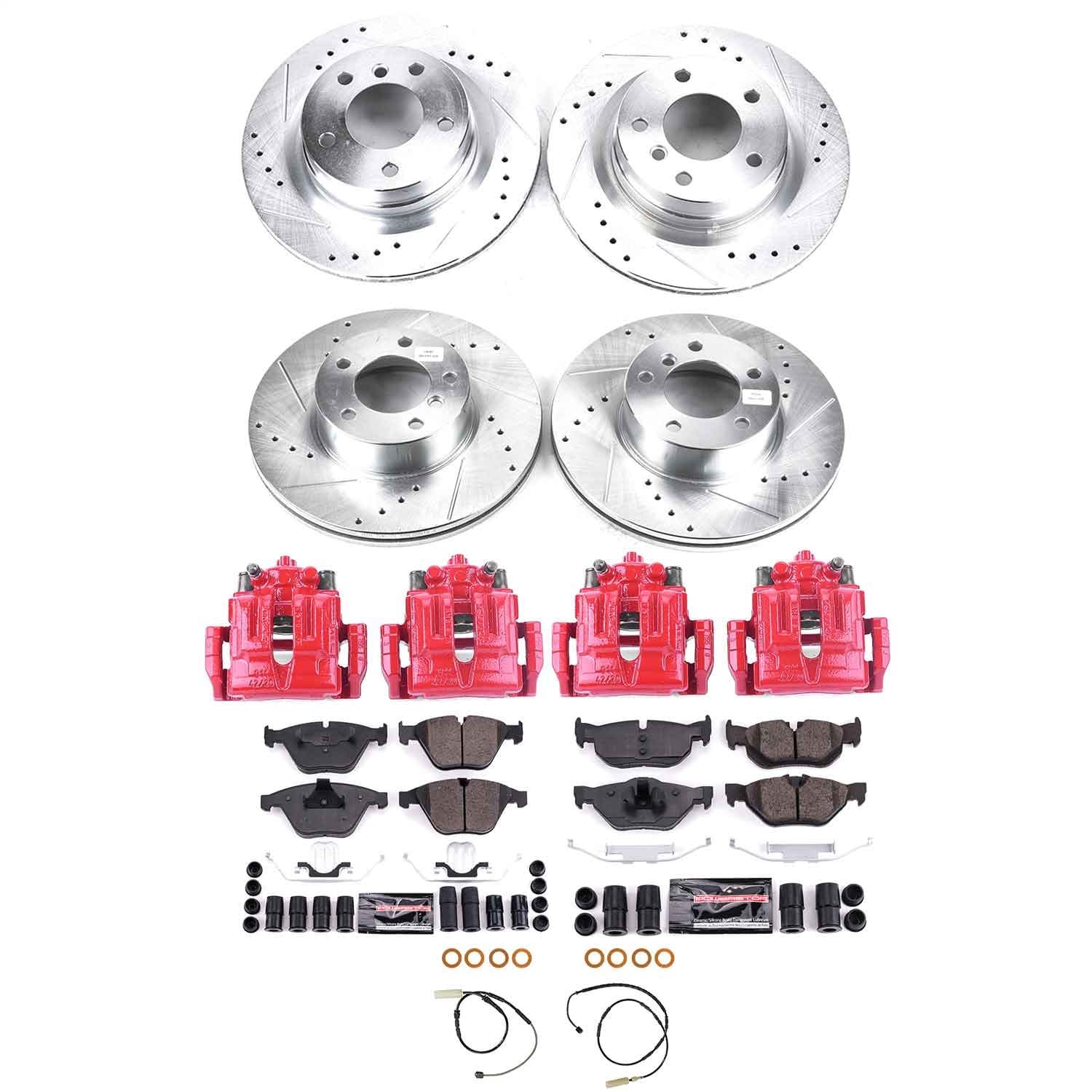 Power Stop - KC6072 - Front and Rear - Disc Brake Pad/Caliper and Rotor Kit image 1