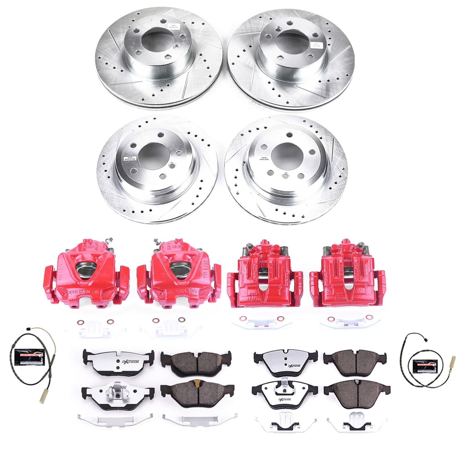 Power Stop - KC6074-26 - Front and Rear - Disc Brake Pad/Caliper and Rotor Kit image 1