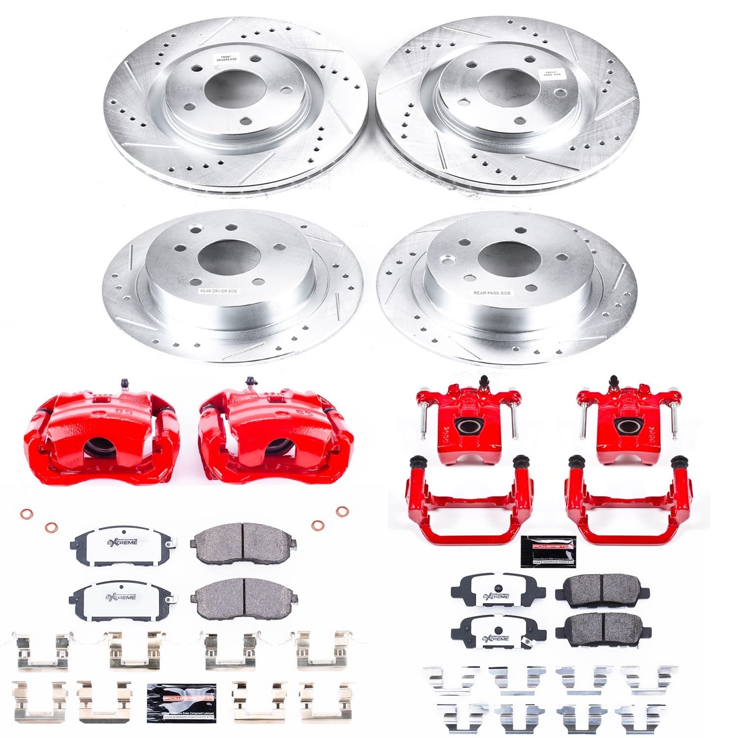 Power Stop - KC6095-26 - Front and Rear - Disc Brake Pad/Caliper and Rotor Kit image 1