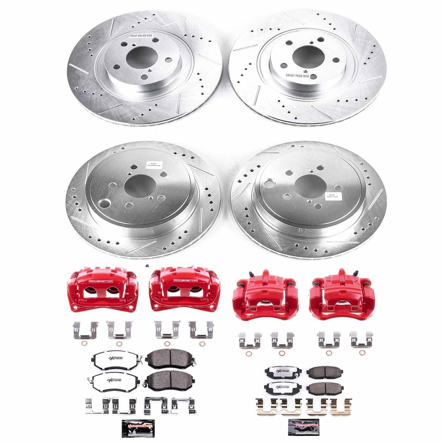 Power Stop - KC6164-26 - Front and Rear - Disc Brake Pad/Caliper and Rotor Kit image 1