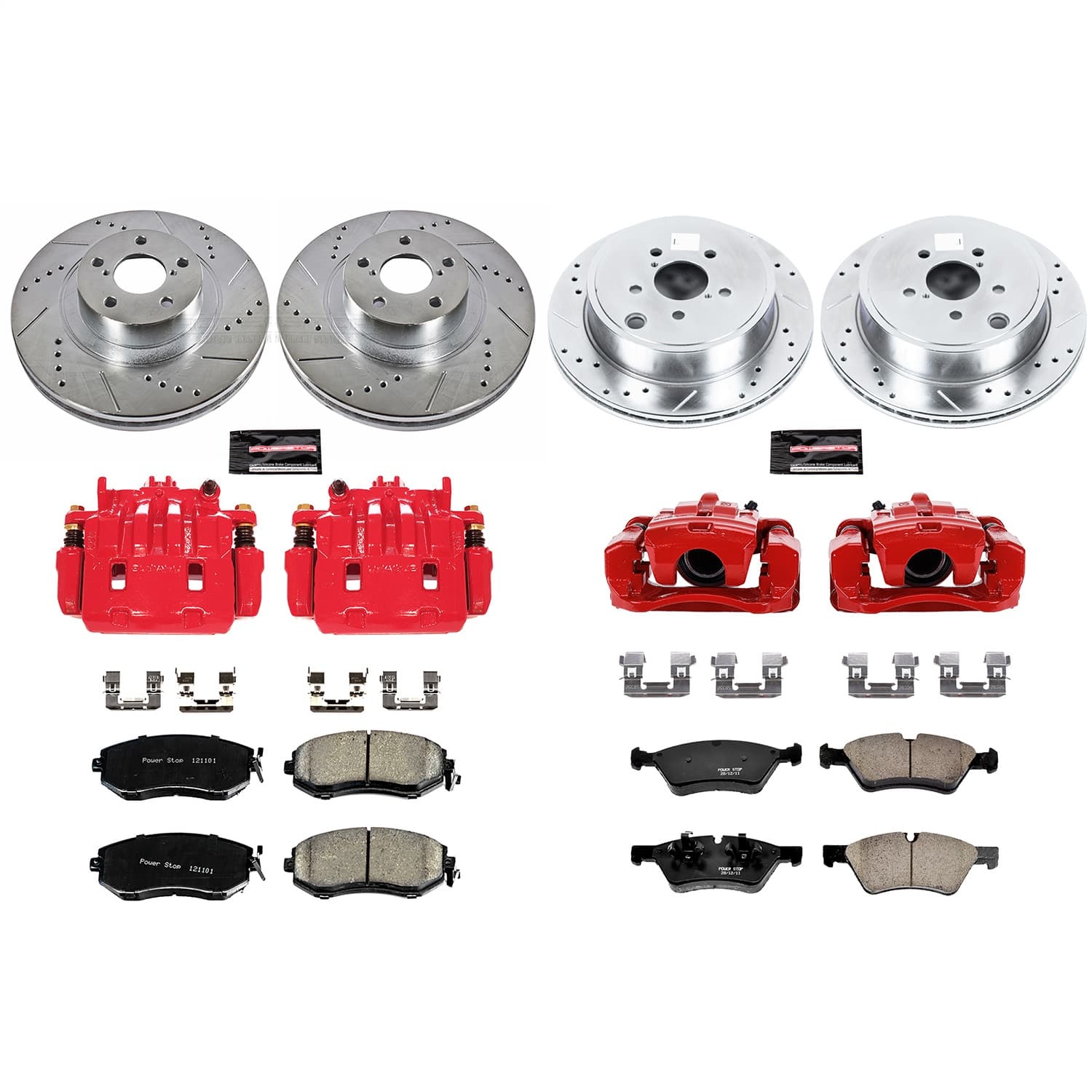 Power Stop - KC6164 - Front and Rear - Disc Brake Pad/Caliper and Rotor Kit image 1