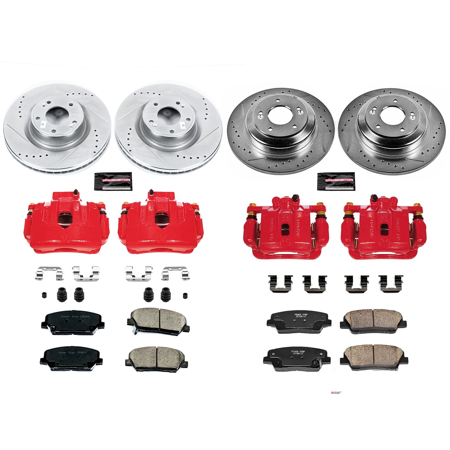 Power Stop - KC6170 - Front and Rear - Disc Brake Pad/Caliper and Rotor Kit image 1