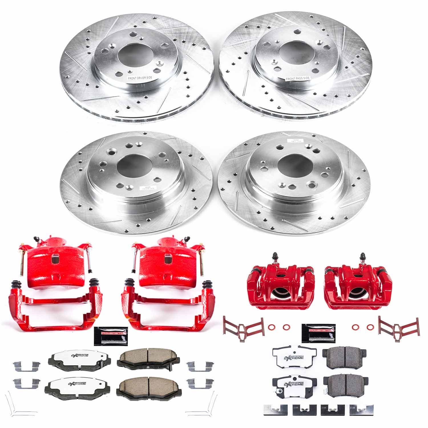 Power Stop - KC6171-26 - Front and Rear - Disc Brake Pad/Caliper and Rotor Kit image 1