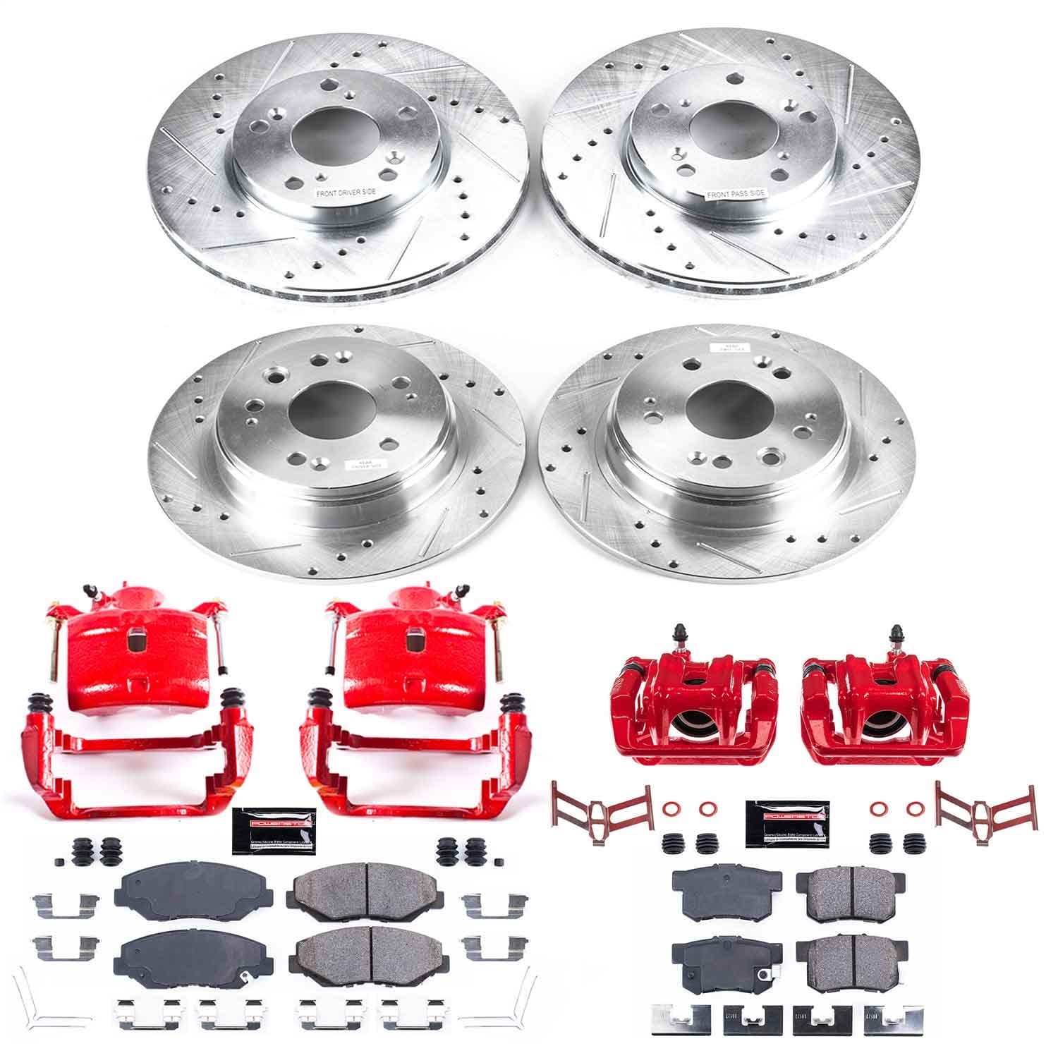 Power Stop - KC6171 - Front and Rear - Disc Brake Pad/Caliper and Rotor Kit image 1