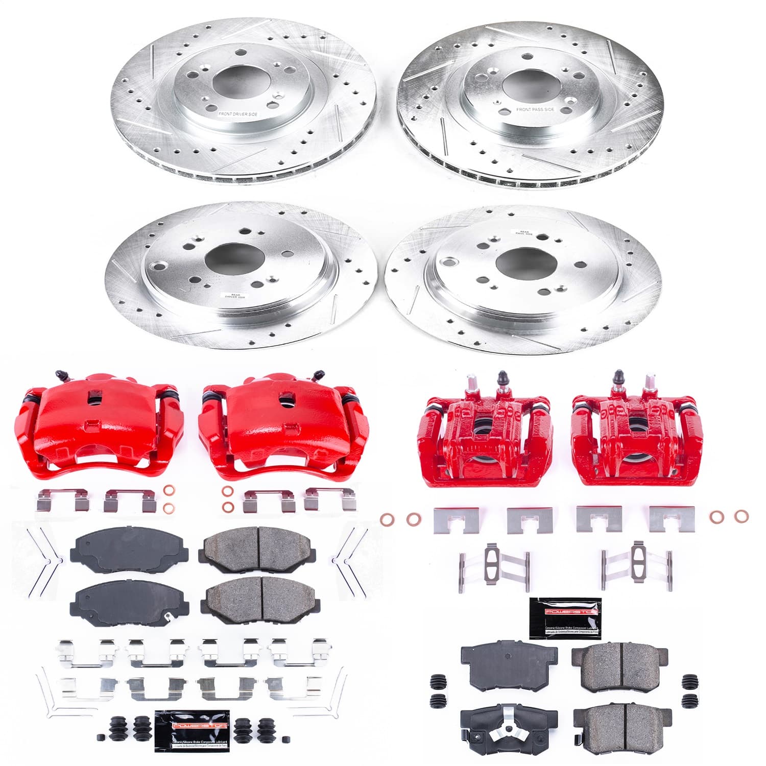Power Stop - KC6173 - Front and Rear - Disc Brake Pad/Caliper and Rotor Kit image 1