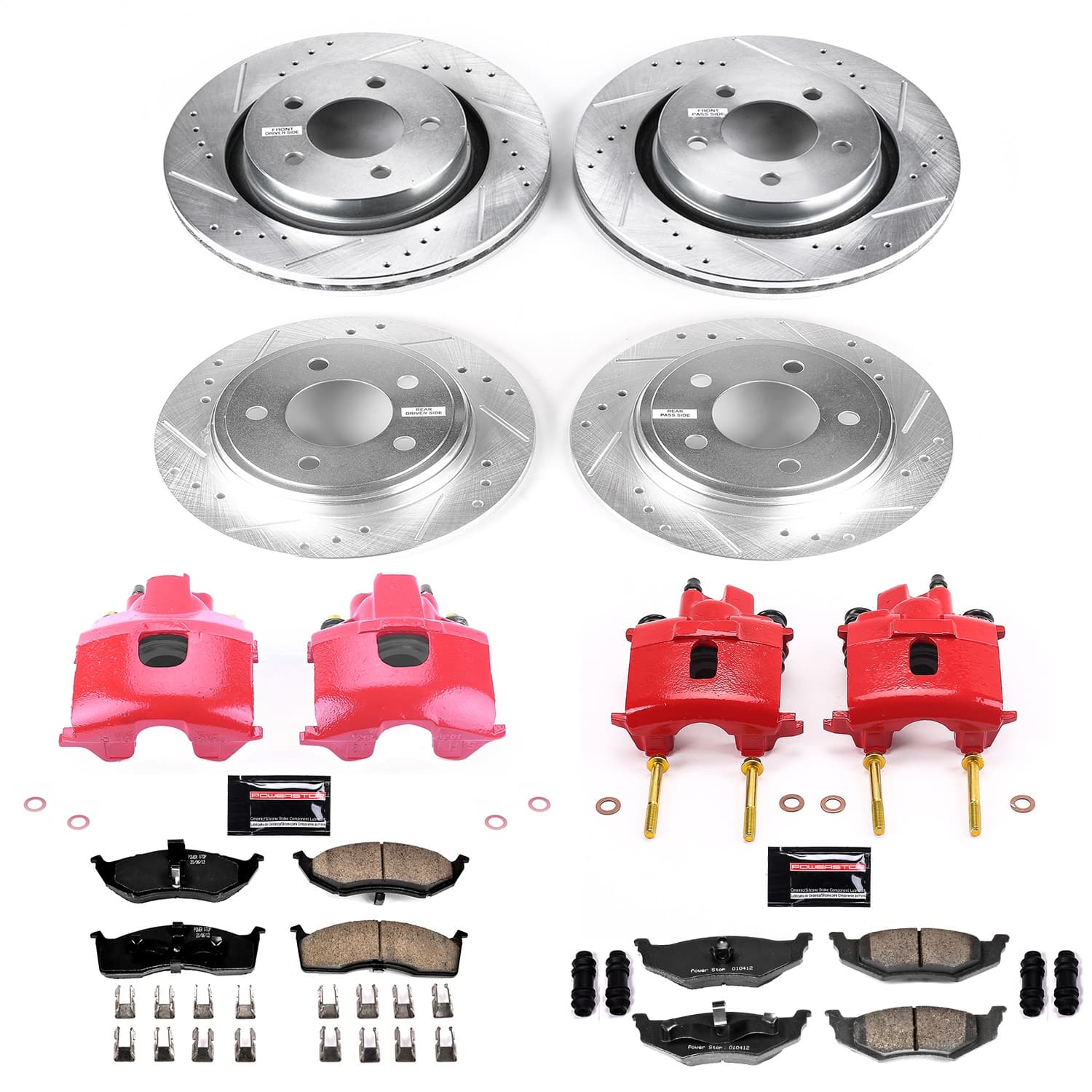 Power Stop - KC6178 - Front and Rear - Disc Brake Pad/Caliper and Rotor Kit image 1