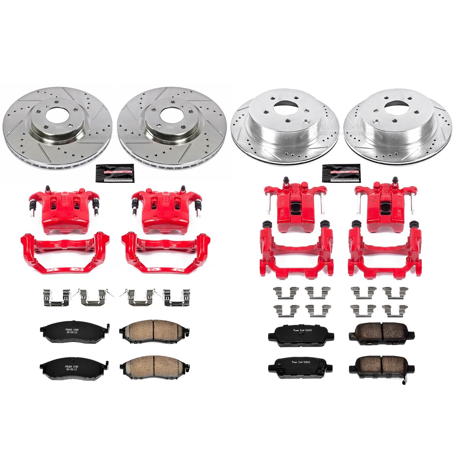 Power Stop - KC6237 - Front and Rear - Disc Brake Pad/Caliper and Rotor Kit image 1