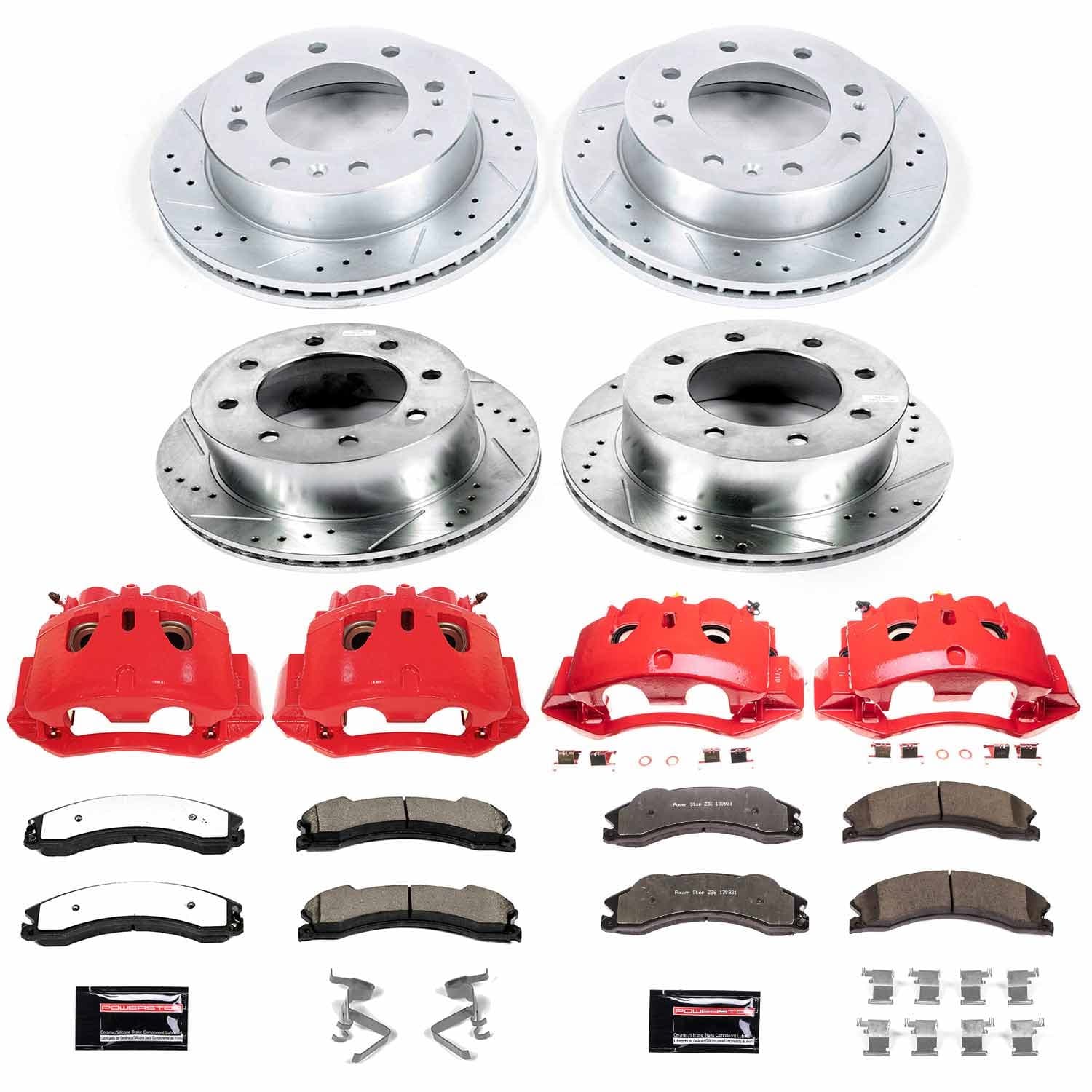 Power Stop - KC6260-36 - Front and Rear - Disc Brake Pad/Caliper and Rotor Kit image 1