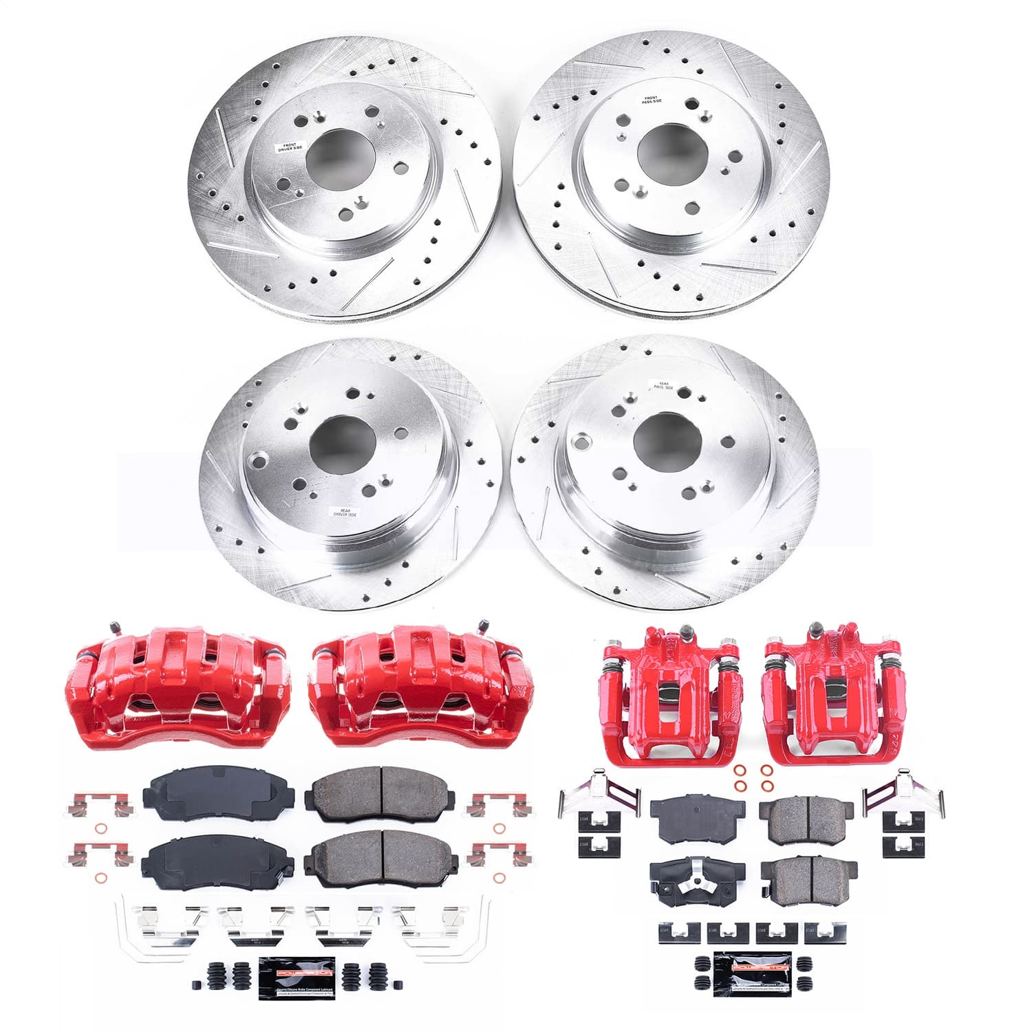 Power Stop - KC6305 - Front and Rear - Disc Brake Pad/Caliper and Rotor Kit image 1