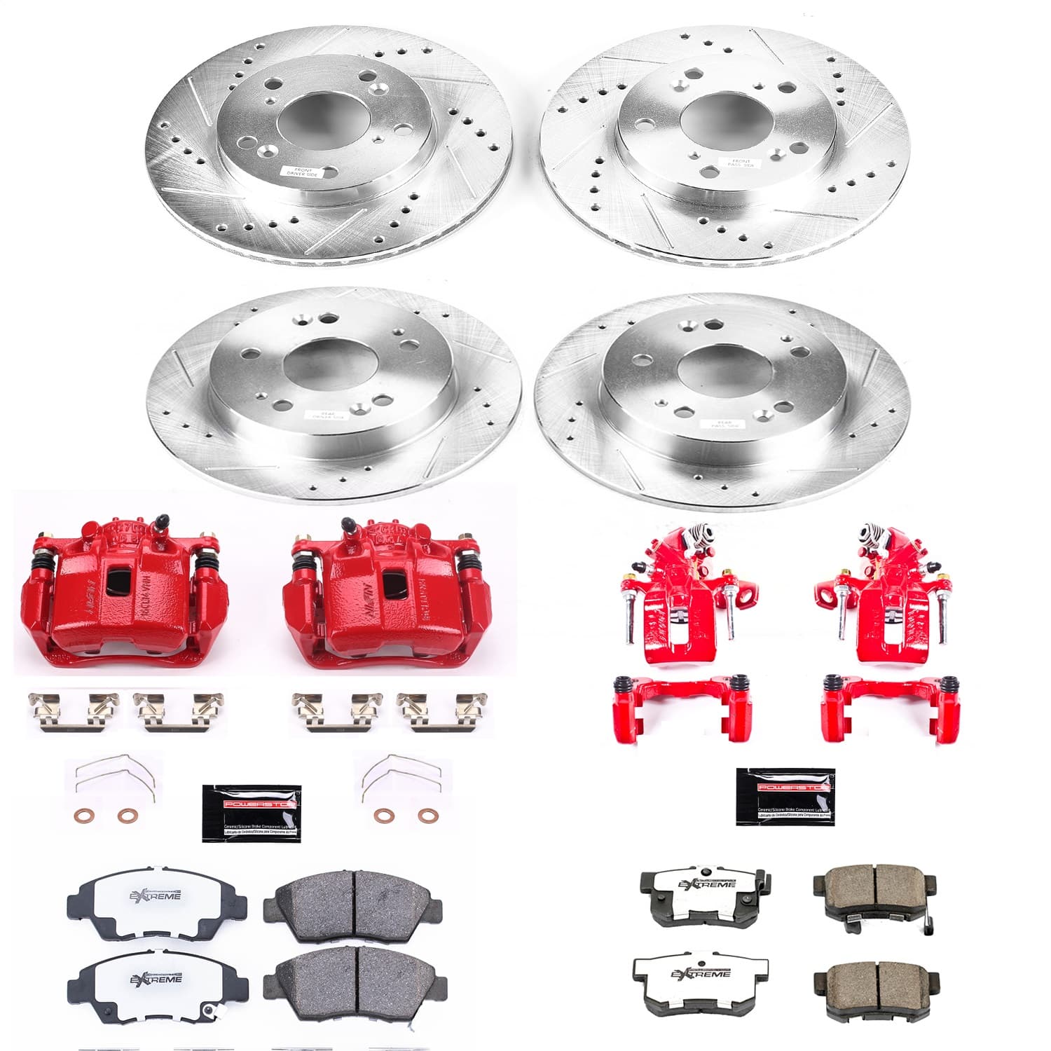Power Stop - KC6318-26 - Front and Rear - Disc Brake Pad/Caliper and Rotor Kit image 1