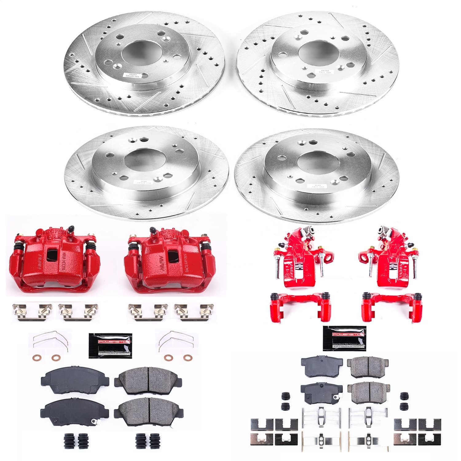 Power Stop - KC6318 - Front and Rear - Disc Brake Pad/Caliper and Rotor Kit image 1