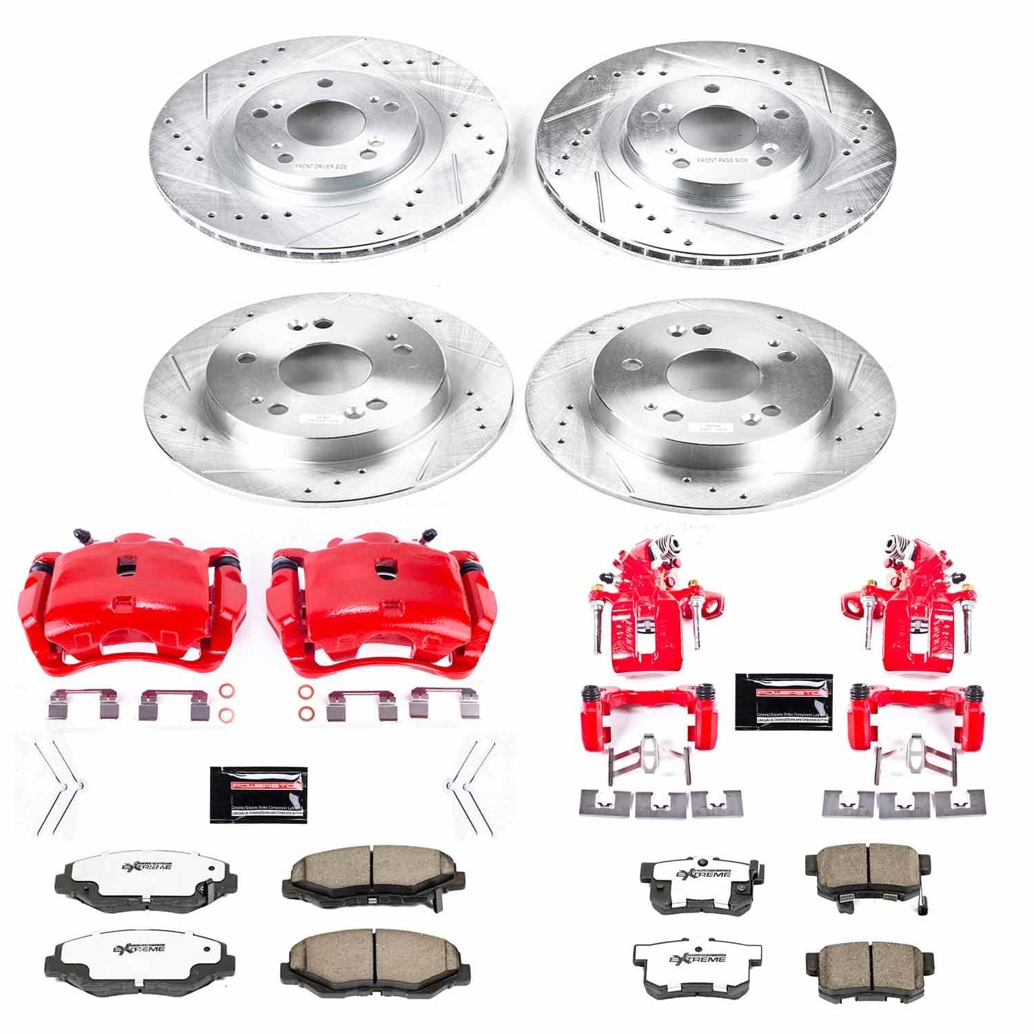 Power Stop - KC6327-26 - Front and Rear - Disc Brake Pad/Caliper and Rotor Kit image 1