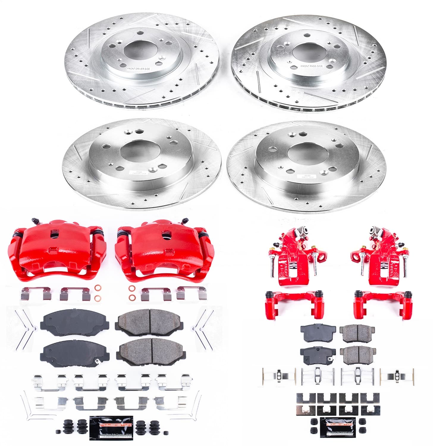 Power Stop - KC6327 - Front and Rear - Disc Brake Pad/Caliper and Rotor Kit image 1