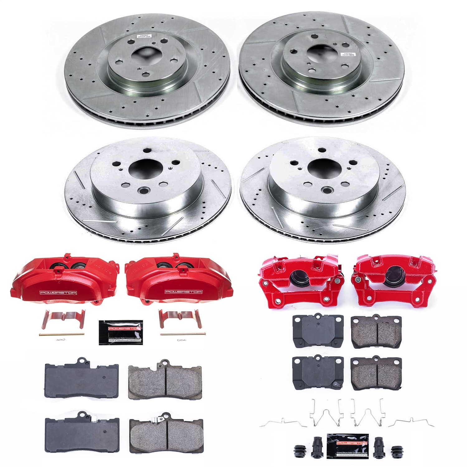 Power Stop - KC6354 - Front and Rear - Disc Brake Pad/Caliper and Rotor Kit image 1