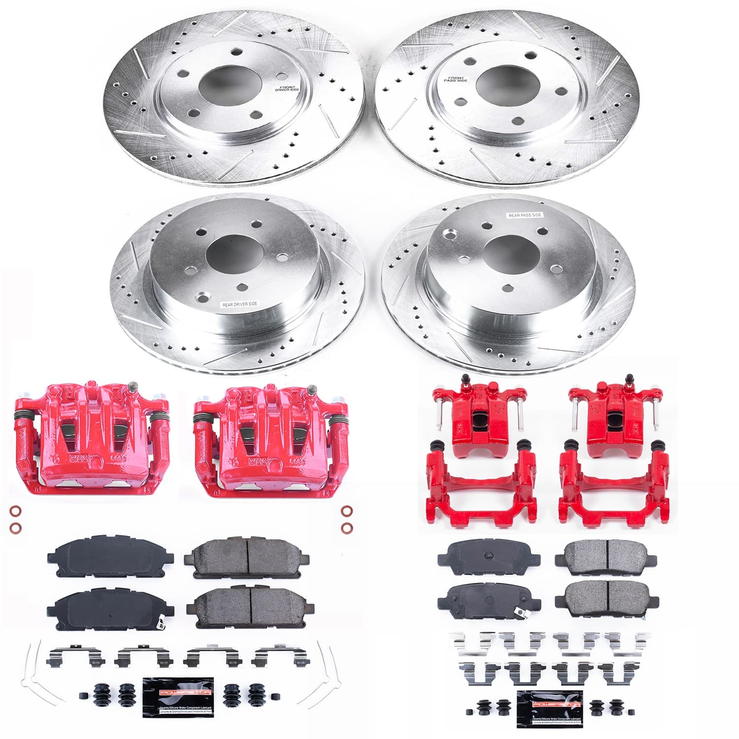 Power Stop - KC6361 - Front and Rear - Disc Brake Pad/Caliper and Rotor Kit image 1