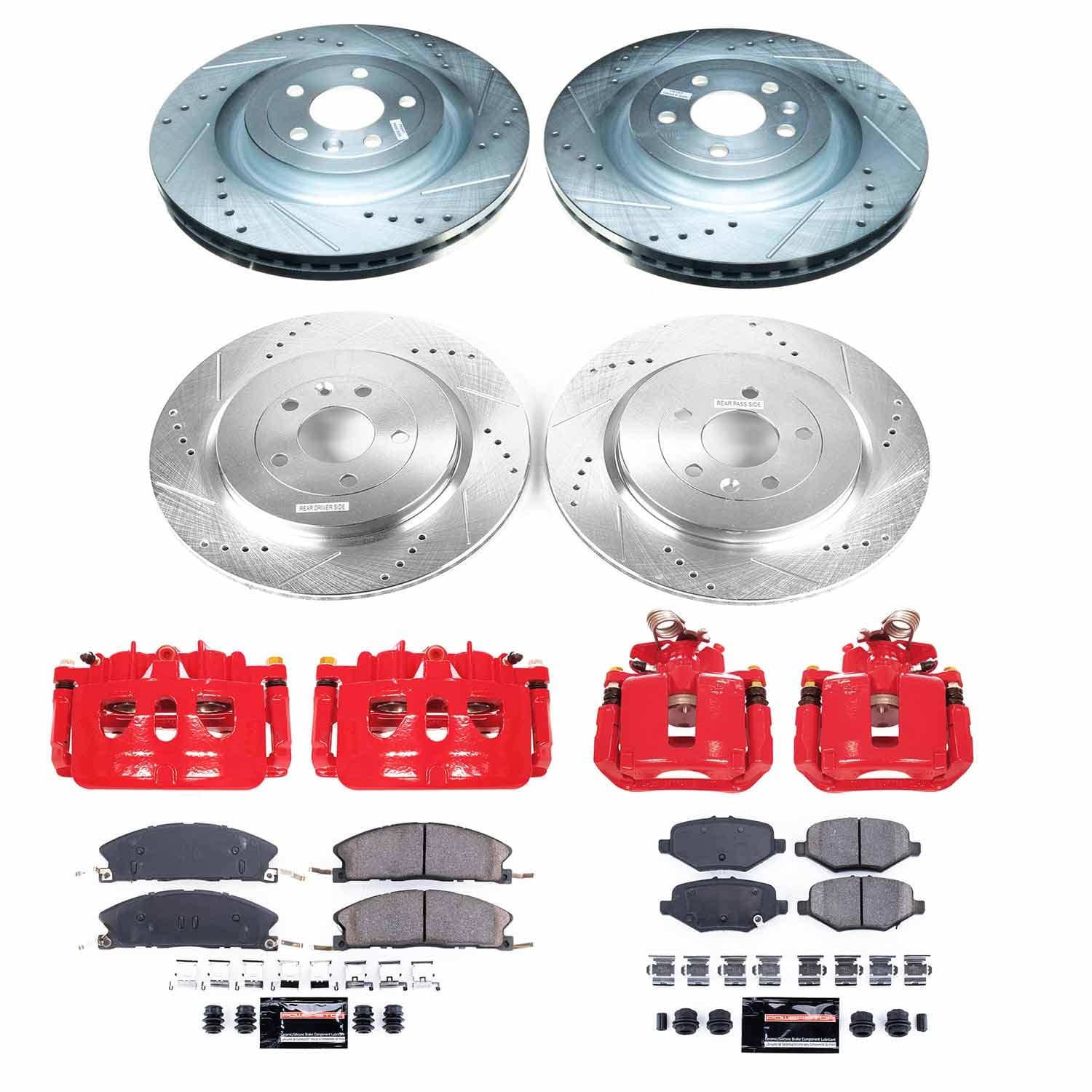 Power Stop - KC6375 - Front and Rear - Disc Brake Pad/Caliper and Rotor Kit image 1