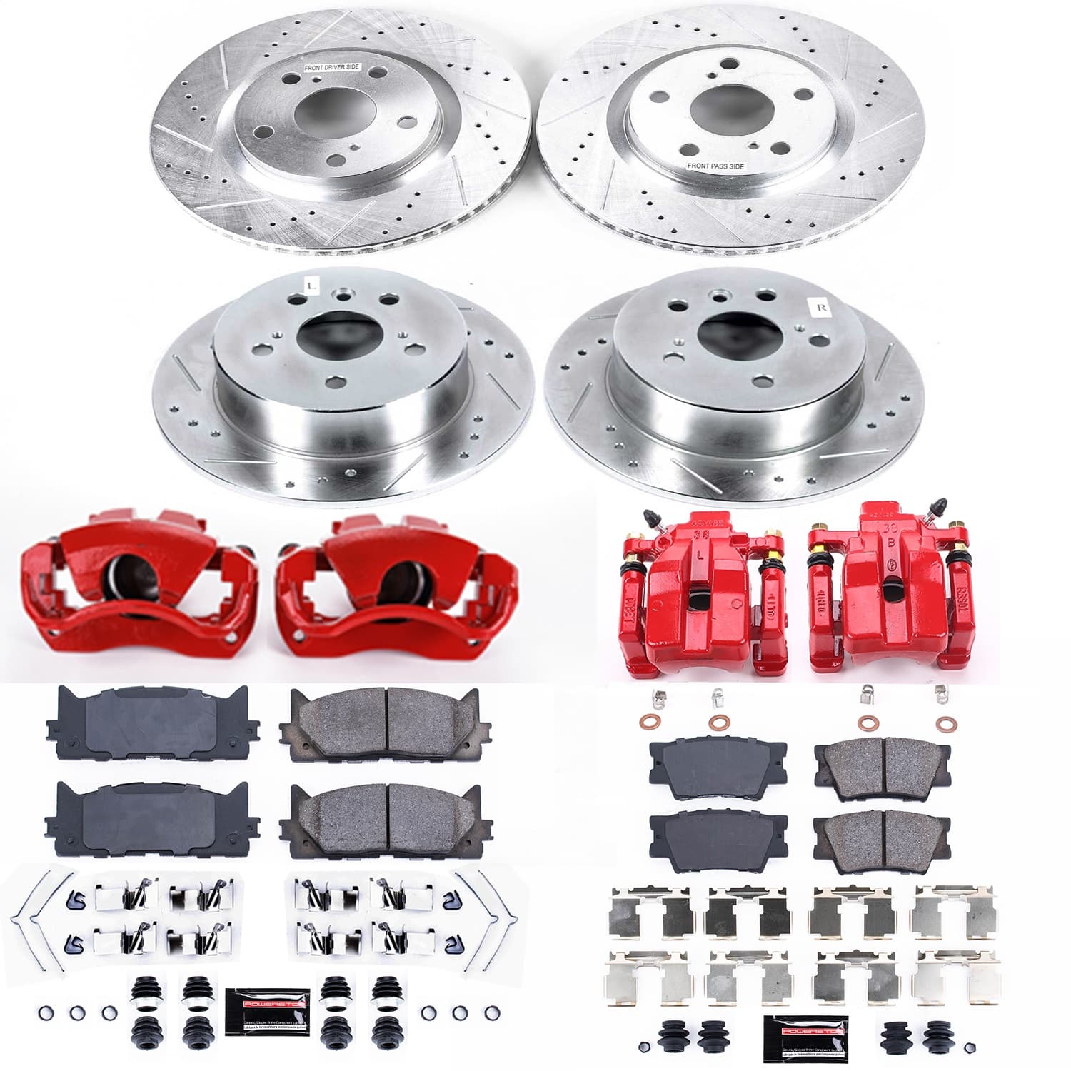 Power Stop - KC6480 - Front and Rear - Disc Brake Pad/Caliper and Rotor Kit image 1