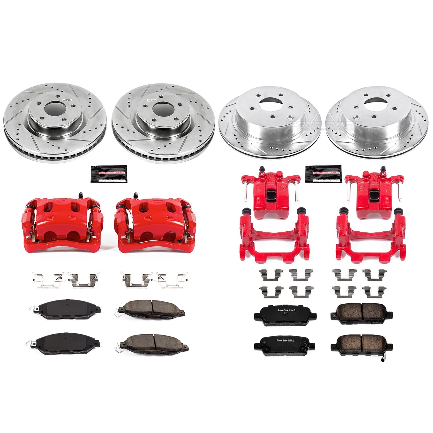 Power Stop - KC6497 - Front and Rear - Disc Brake Pad/Caliper and Rotor Kit image 1