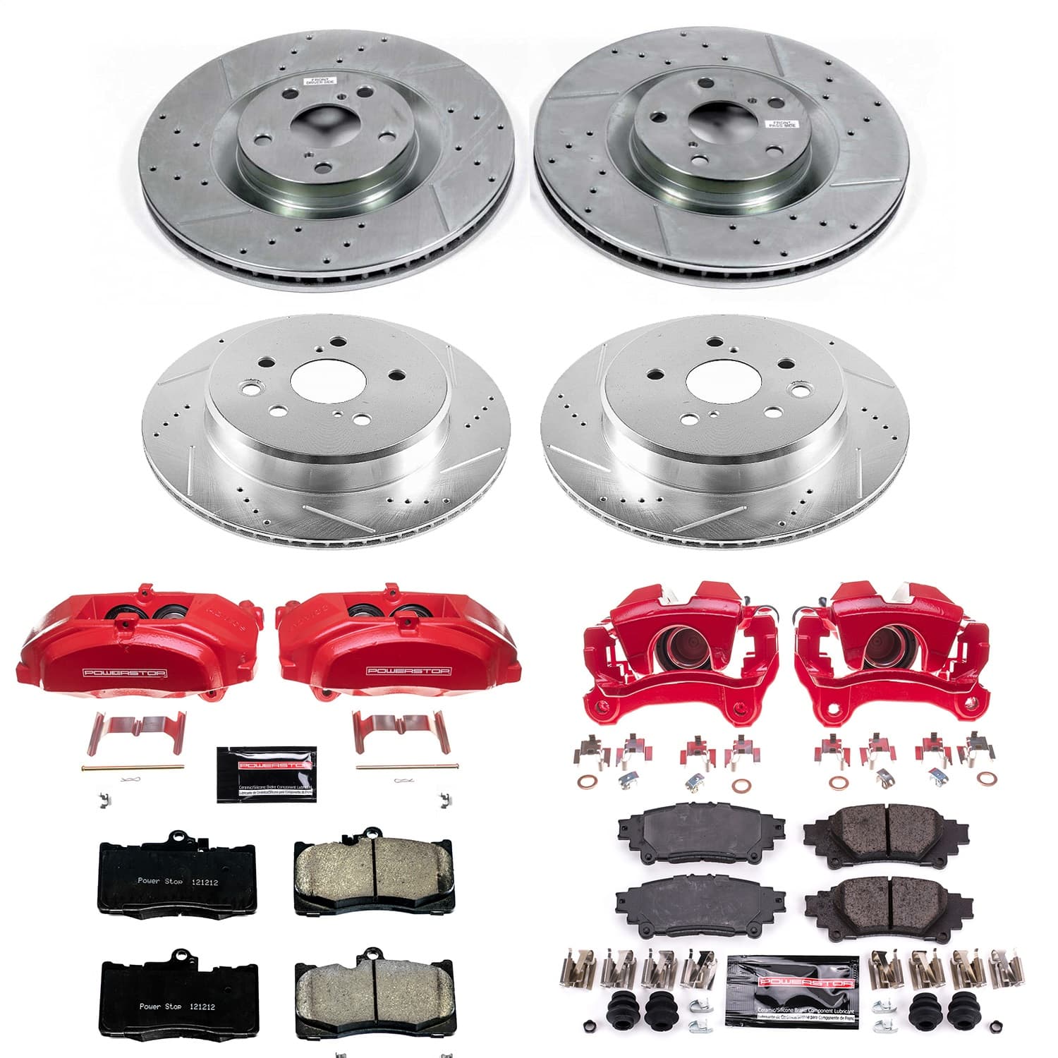 Power Stop - KC6513 - Front and Rear - Disc Brake Pad/Caliper and Rotor Kit image 1