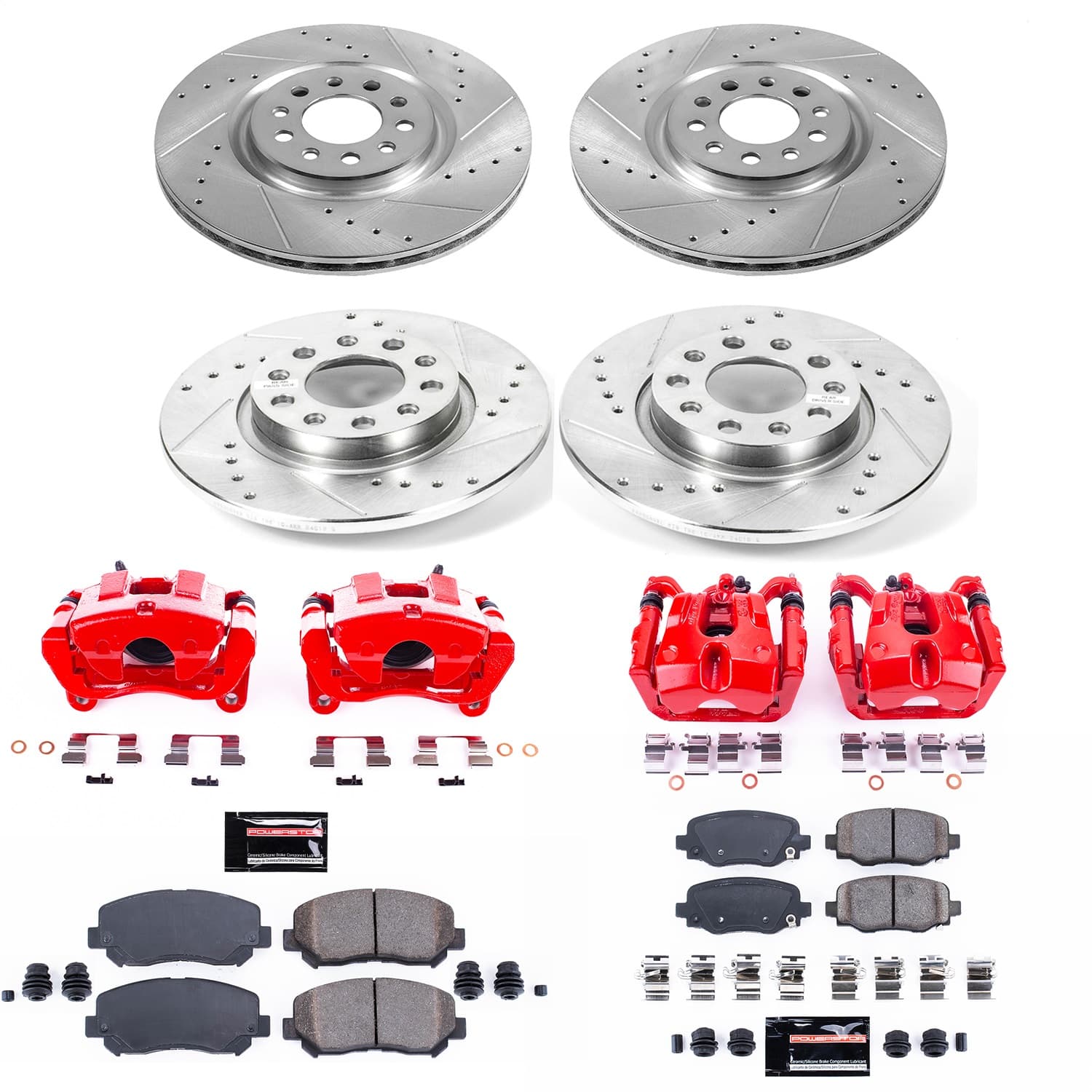 Power Stop - KC6539 - Front and Rear - Disc Brake Pad/Caliper and Rotor Kit image 1