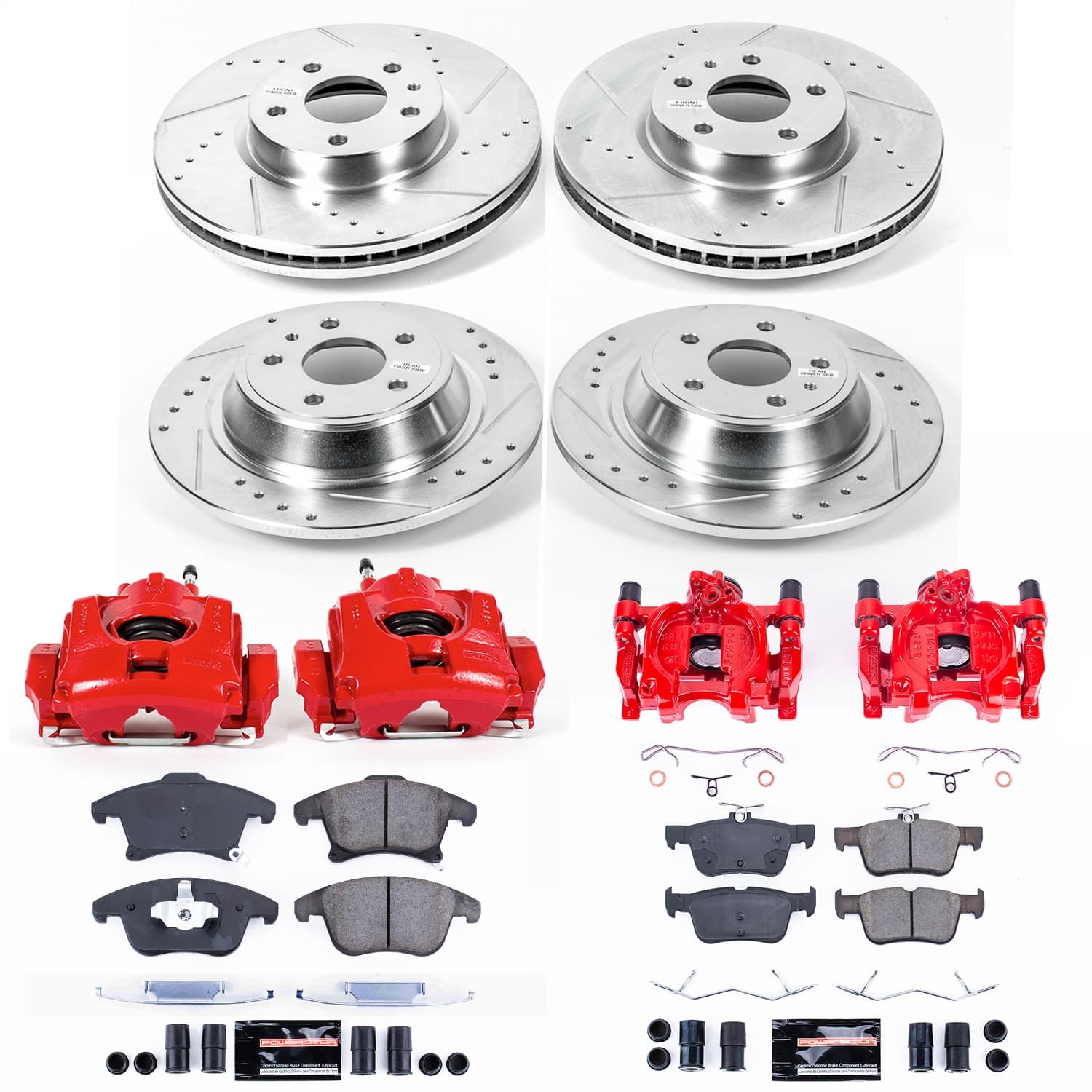 Power Stop - KC6556A - Front and Rear - Disc Brake Pad/Caliper and Rotor Kit image 1