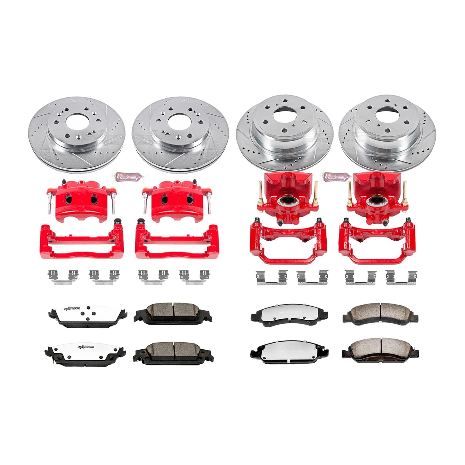 Power Stop - KC6560-36 - Front and Rear - Disc Brake Pad/Caliper and Rotor Kit image 1