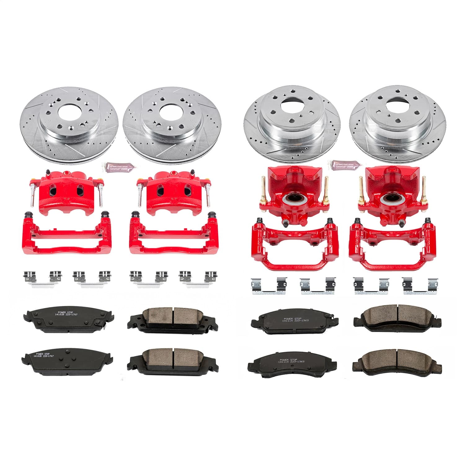 Power Stop - KC6560 - Front and Rear - Disc Brake Pad/Caliper and Rotor Kit image 1