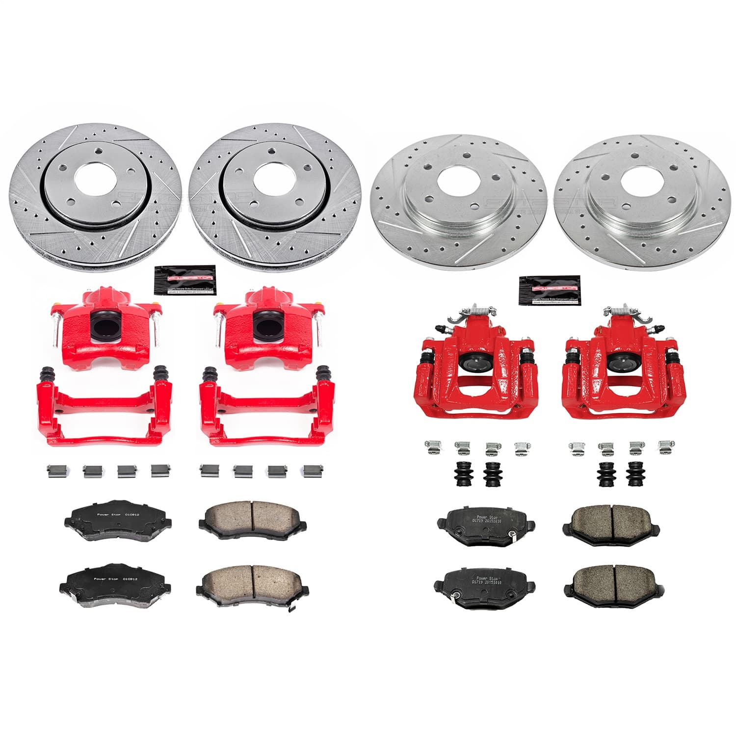Power Stop - KC6563 - Front and Rear - Disc Brake Pad/Caliper and Rotor Kit image 1