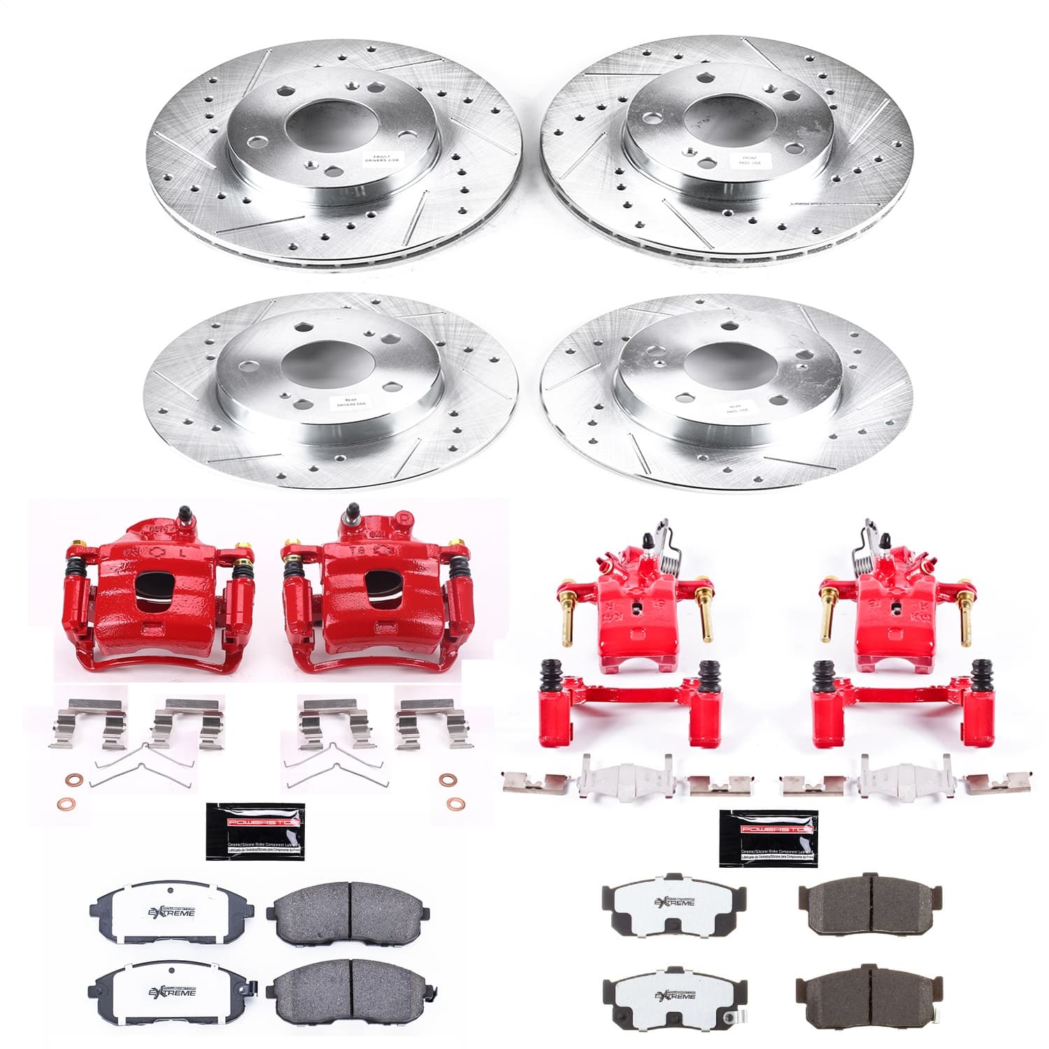 Power Stop - KC662-26 - Front and Rear - Disc Brake Pad/Caliper and Rotor Kit image 1