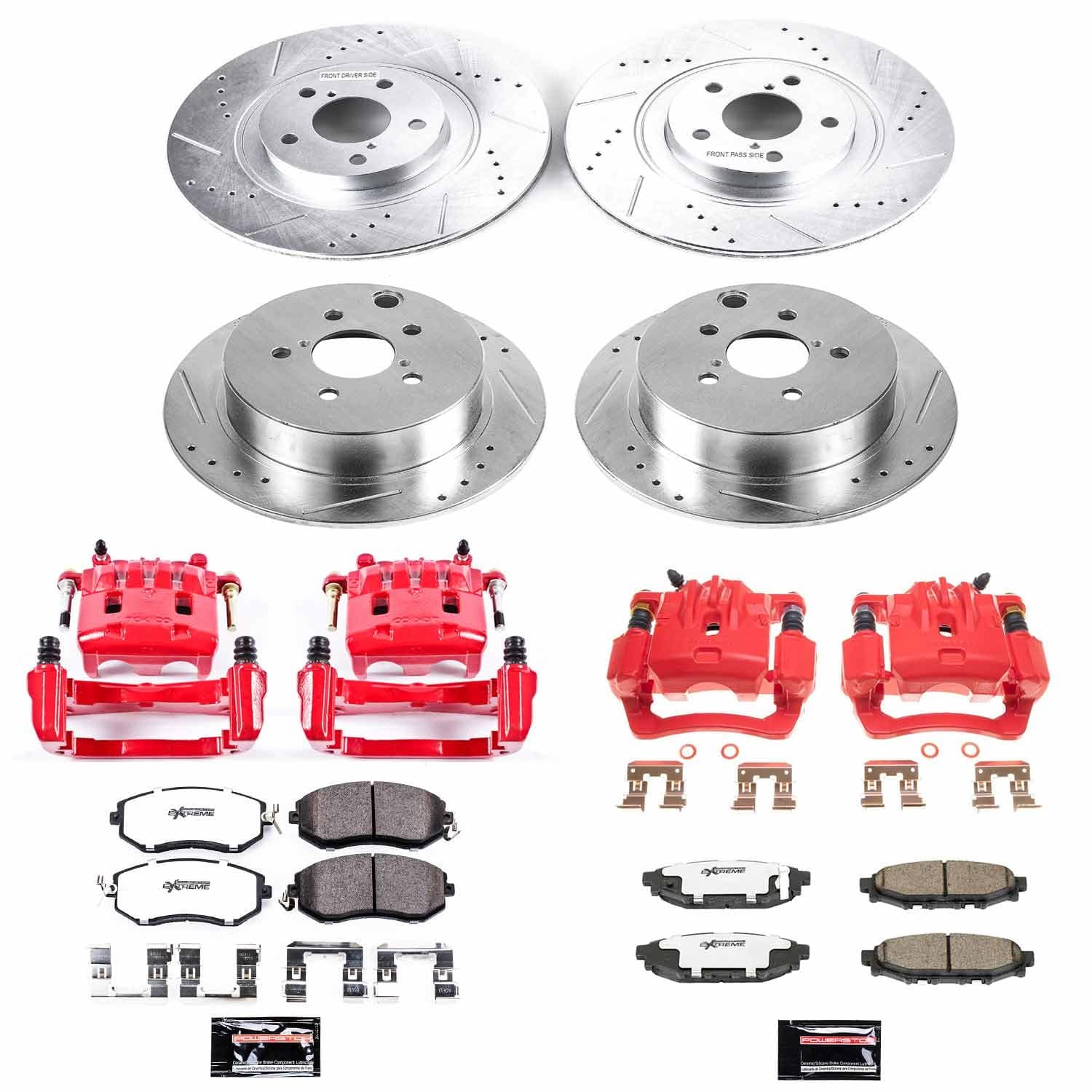 Power Stop - KC6762-26 - Front and Rear - Disc Brake Pad/Caliper and Rotor Kit image 1