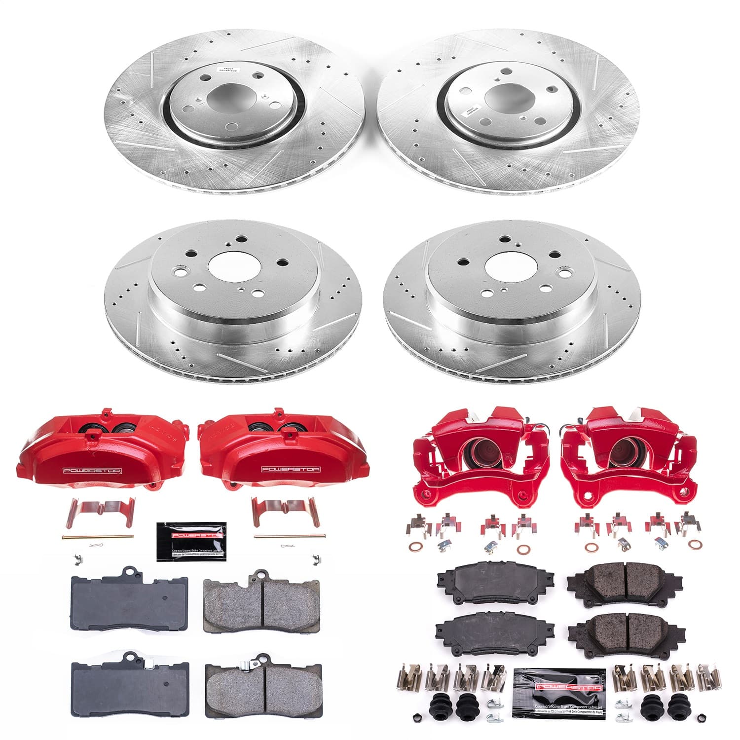 Power Stop - KC6929 - Front and Rear - Disc Brake Pad/Caliper and Rotor Kit image 1
