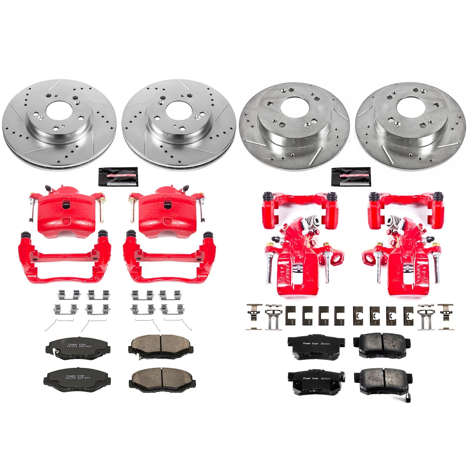 Power Stop - KC6942 - Front and Rear - Disc Brake Pad/Caliper and Rotor Kit image 1