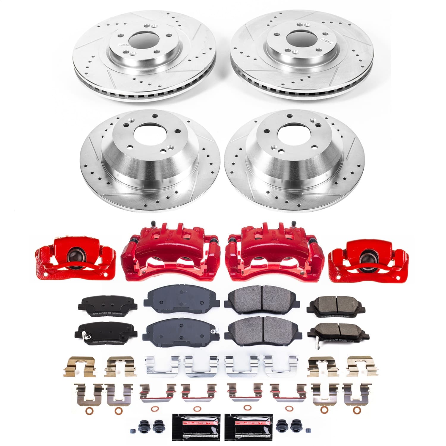 Power Stop - KC6950 - Front and Rear - Disc Brake Pad/Caliper and Rotor Kit image 1